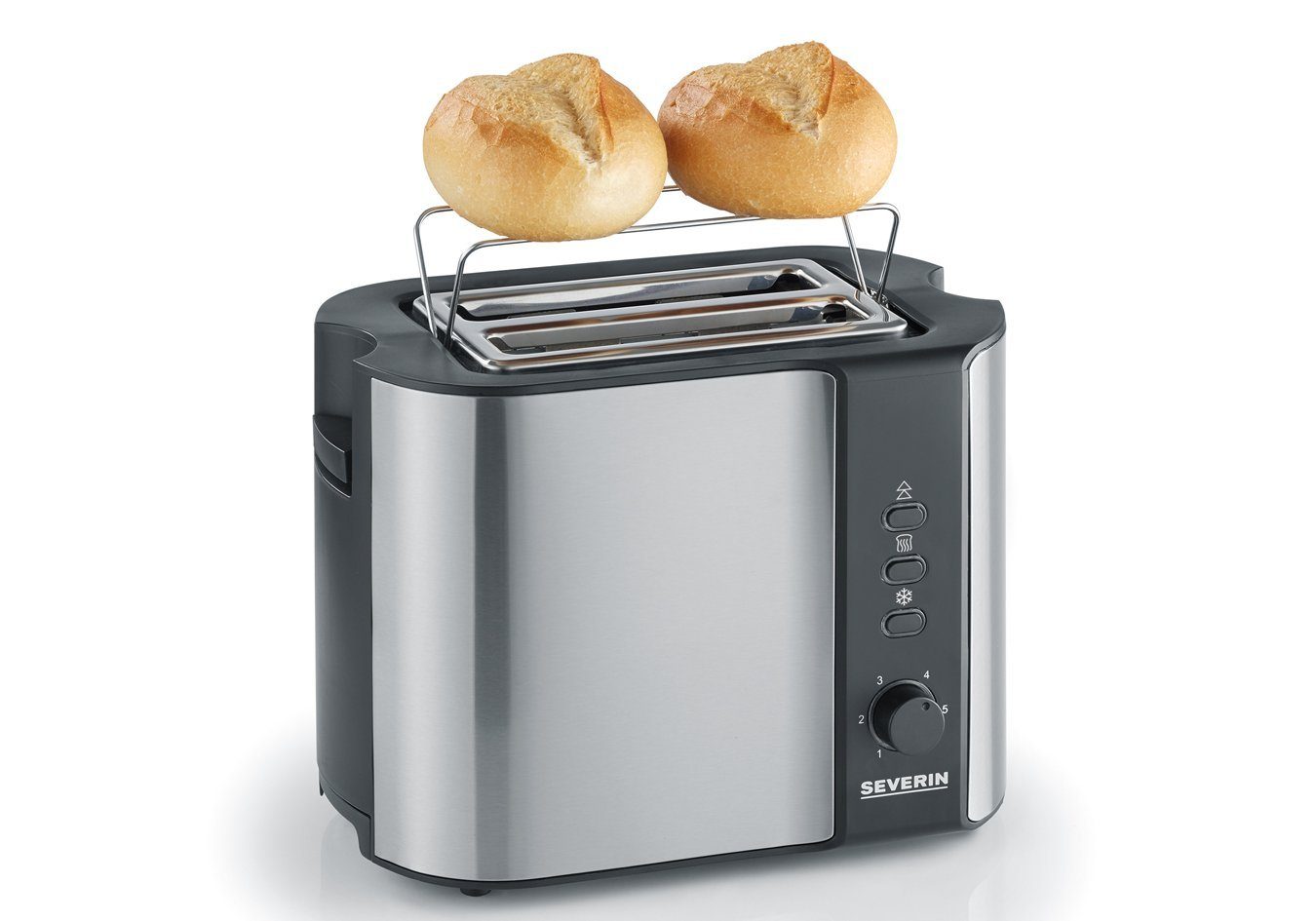 Severin Toaster AT 2589 Toaster, 2 kurze Schlitze, für 2 Scheiben, 800 W, 2 Scheiben, 800W, Edelstahl