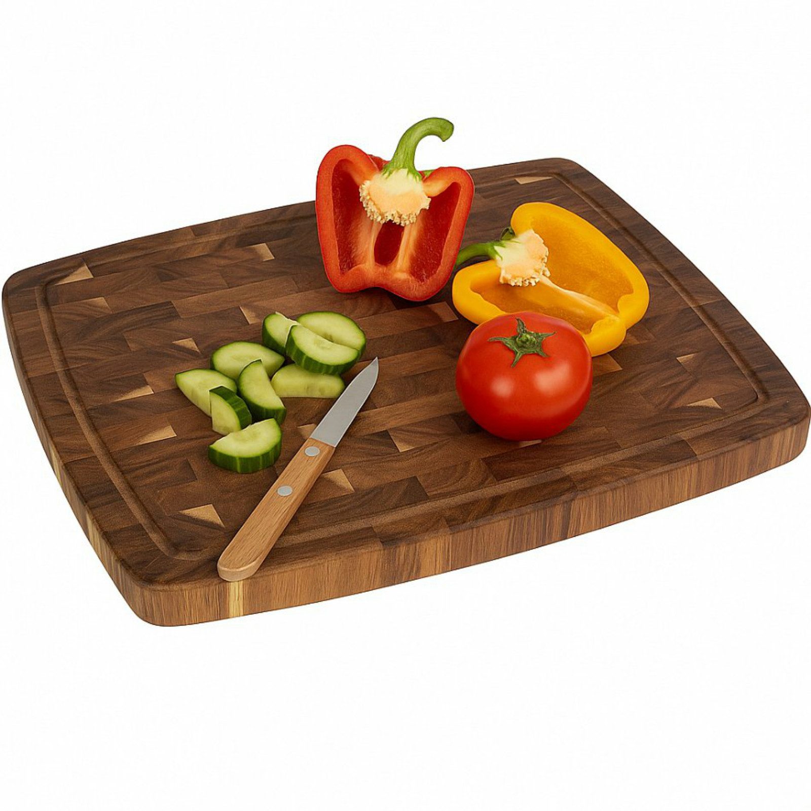 Koopman Schneidebrett Holzbrett Küchenbrett Servierbrett Akazie 46x36cm, Holz, (1-St), Saftrille, Stabil & Langlebig, Naturholz, Verformungsbeständig, Braun