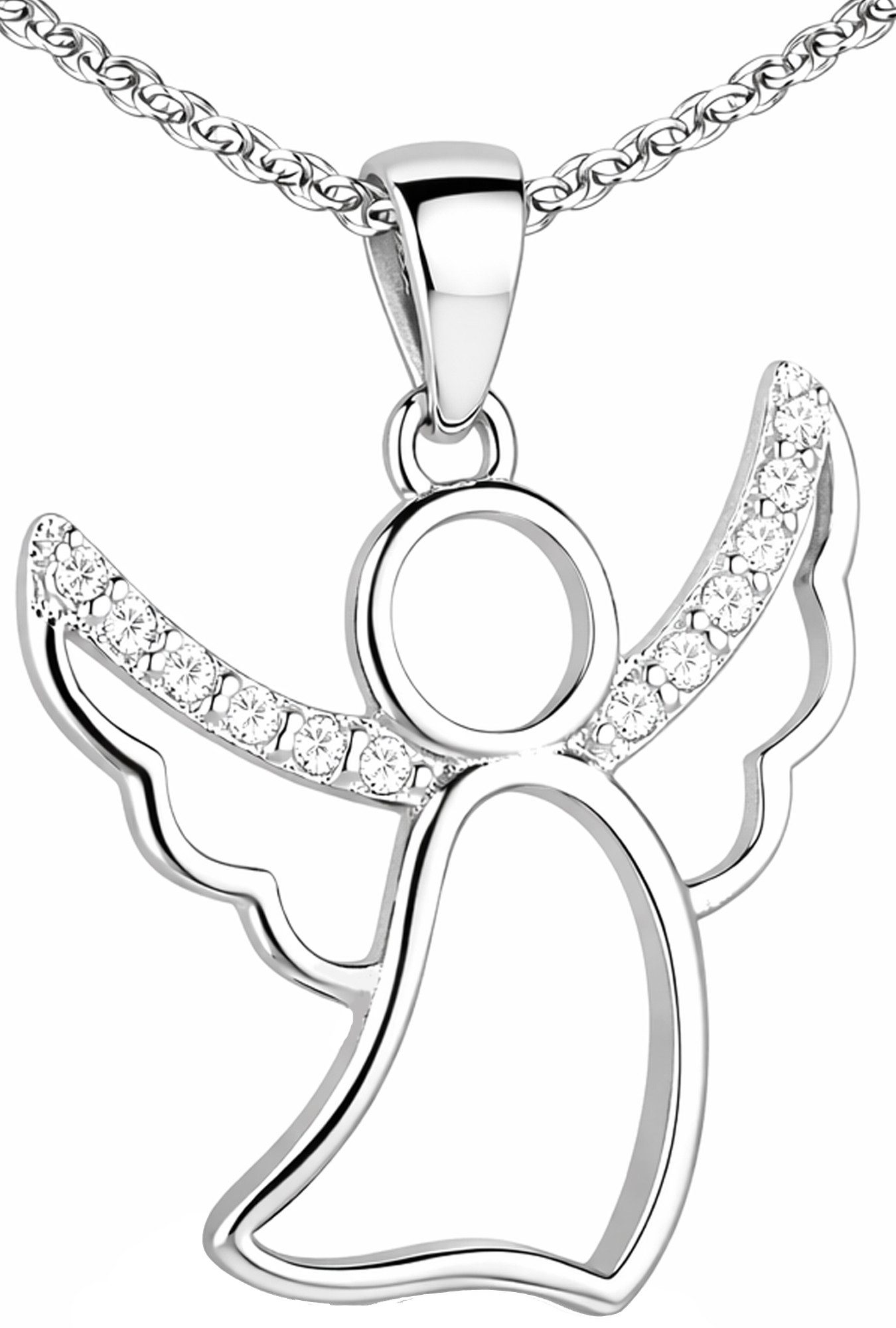 Kette mit Anhänger 925 Silber Engel Kinder Mädchen Frauen Damen Halskette Schutzengel