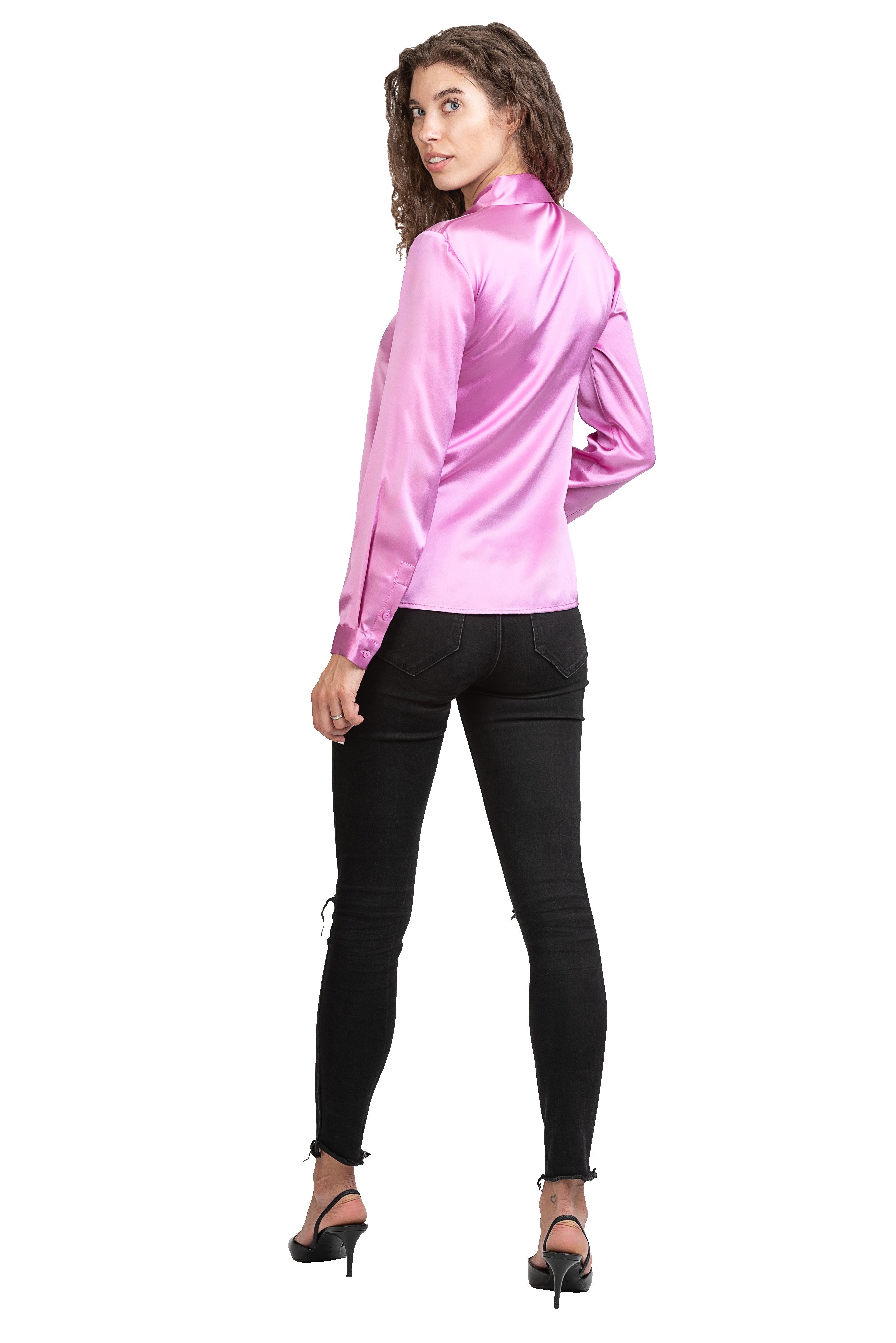 Posh Gear Seidenbluse Camicia da Donna Bluse aus Seide blickdichte Seide