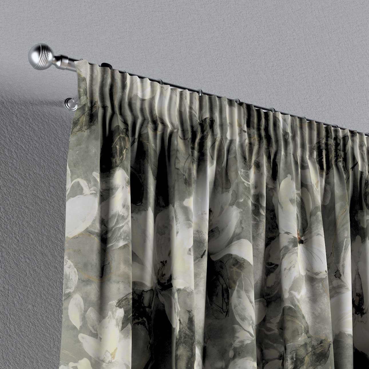 Kräuselband Velvet, grau-weiß Dekoria Vorhang mit 130x100 cm, Vorhang