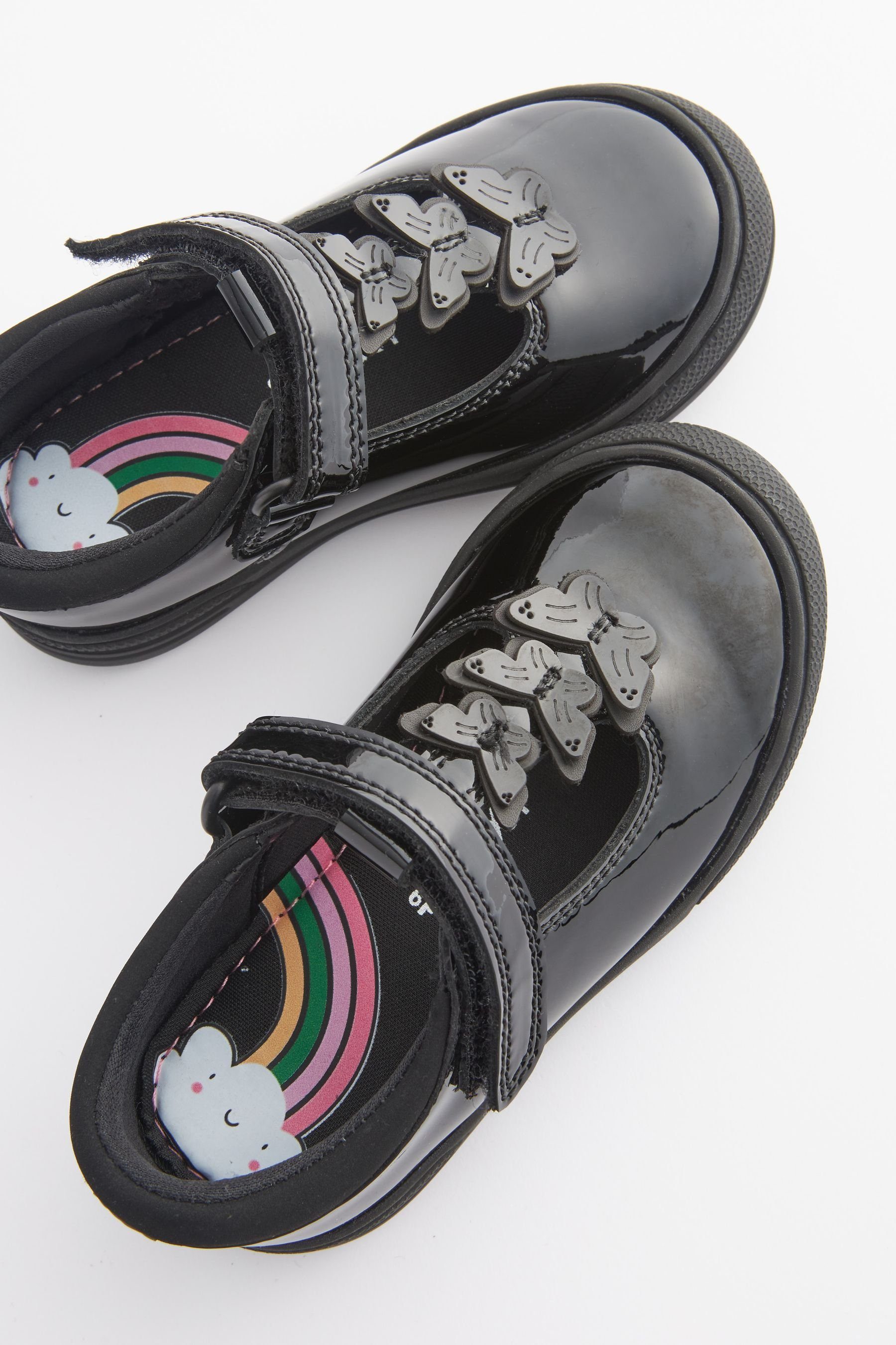 Leder T-Strap-Sandale (1-tlg) Schmetterling mit Next aus und T-Steg Schuhe