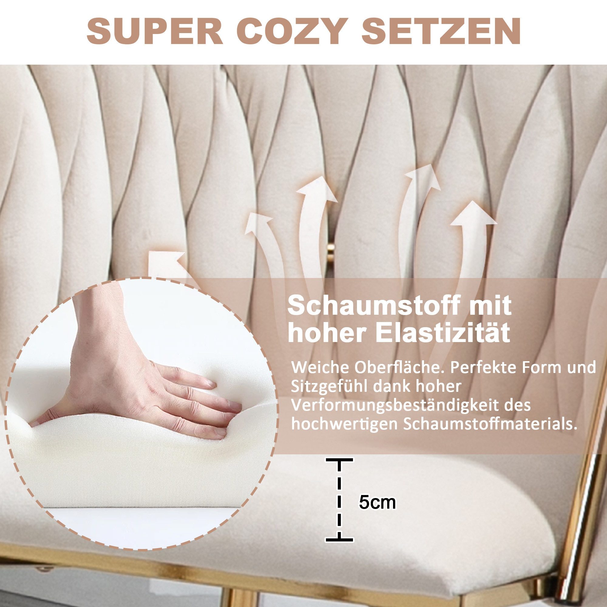 OKWISH 4-Fußstuhl Leisure Esszimmerstühle Akzentstuhl Lounge Stuhl (mit Eisenmetallfüßen 2-teilig/SET, 2 St)