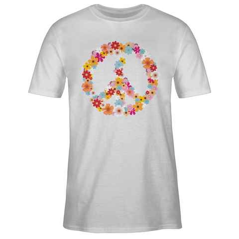 Shirtracer T-Shirt Peace Flower Power - Hippie Peace Zeichen Friedenszeichen 90er 70er Sprüche Statement