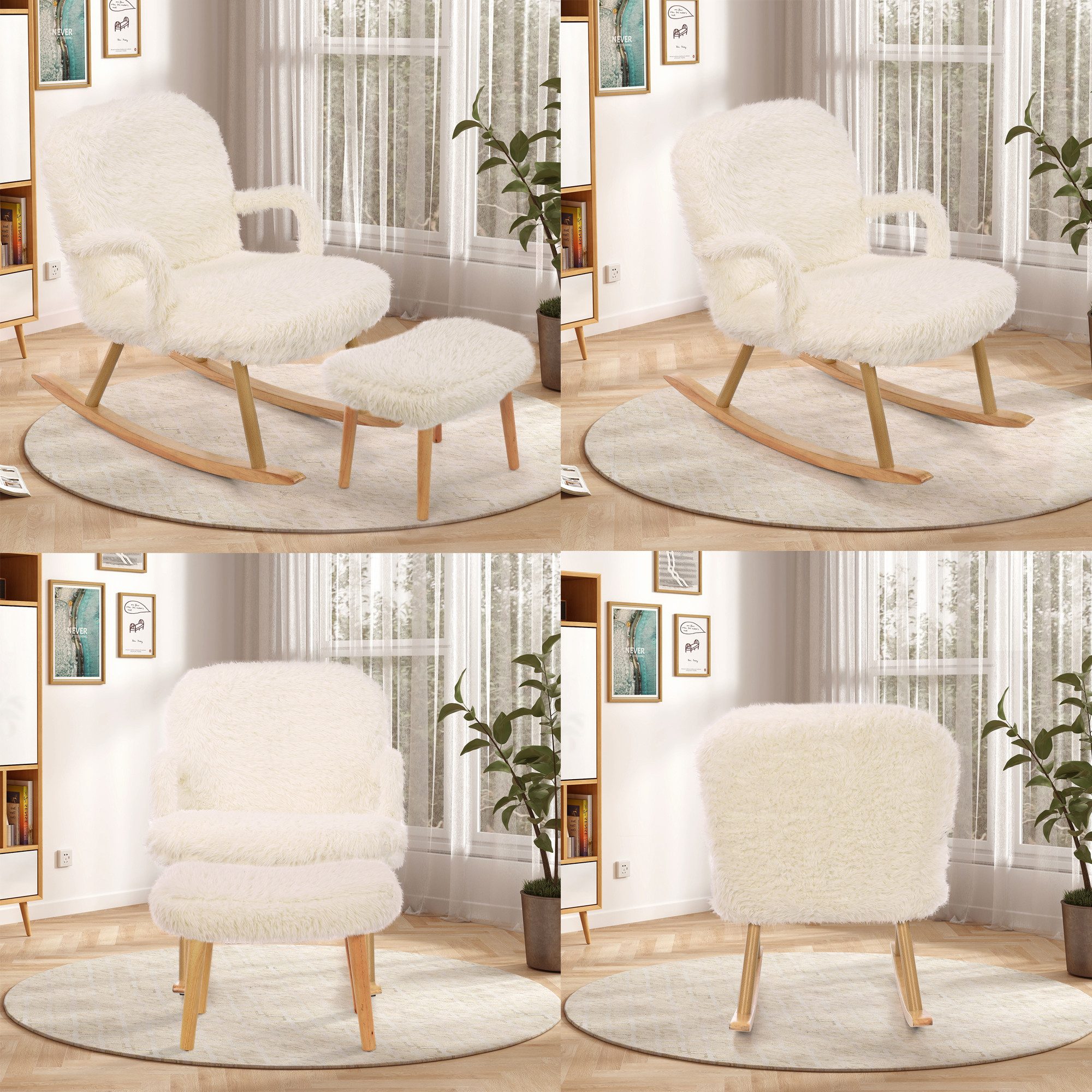 FUROKOY Schaukelstuhl Beige Stillsessel Relaxsessel Schaukelsessel günstig online kaufen