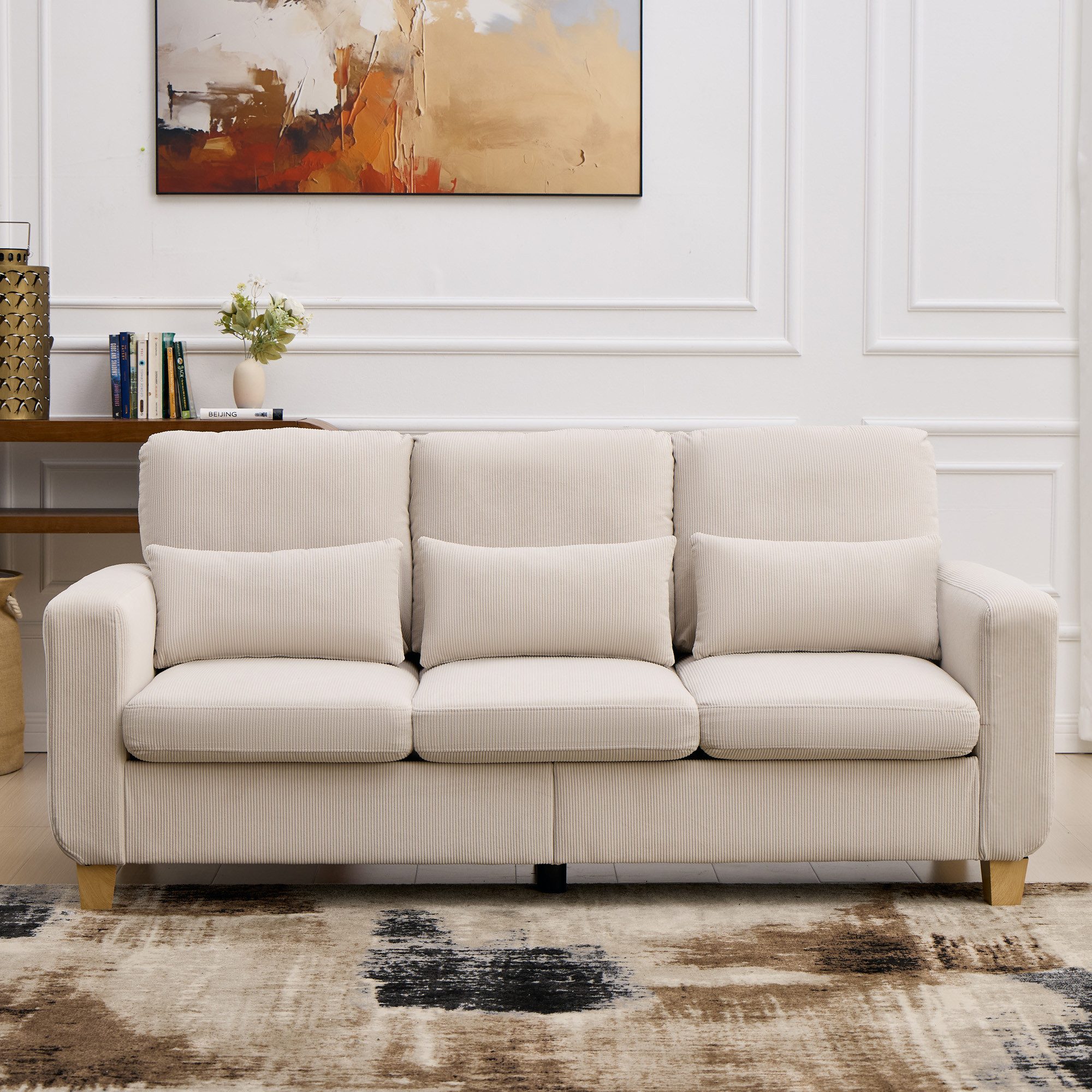 CANMOV 3-Sitzer Canmov 2&3 Sitzer Sofa, Couch mit Seitentasche & Kissen, Wohnzimmer, kleines sofa, schlafsofa dauerschläfer, 176cm Breite, couch