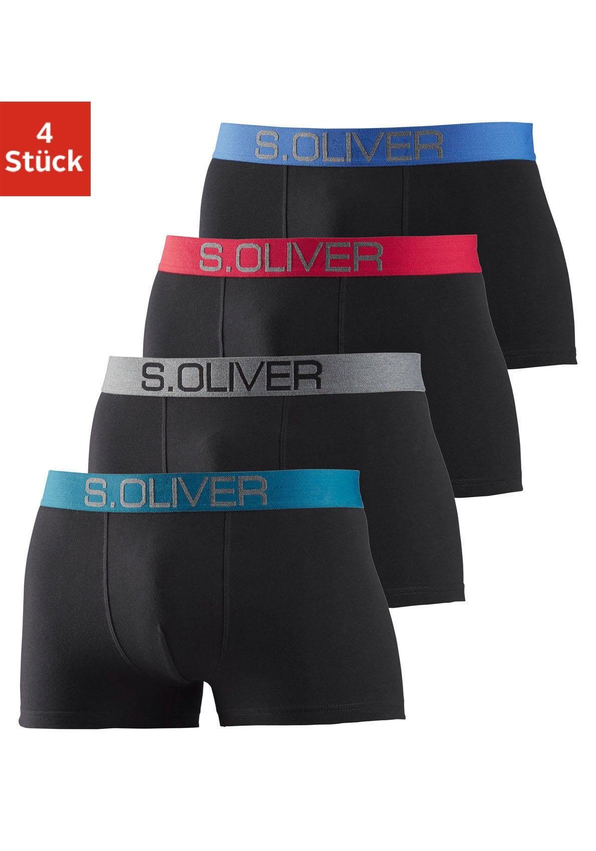 s.Oliver Boxer Boxershorts für Herren (Packung, 4-St) mit kontrastfarbenem Webbund