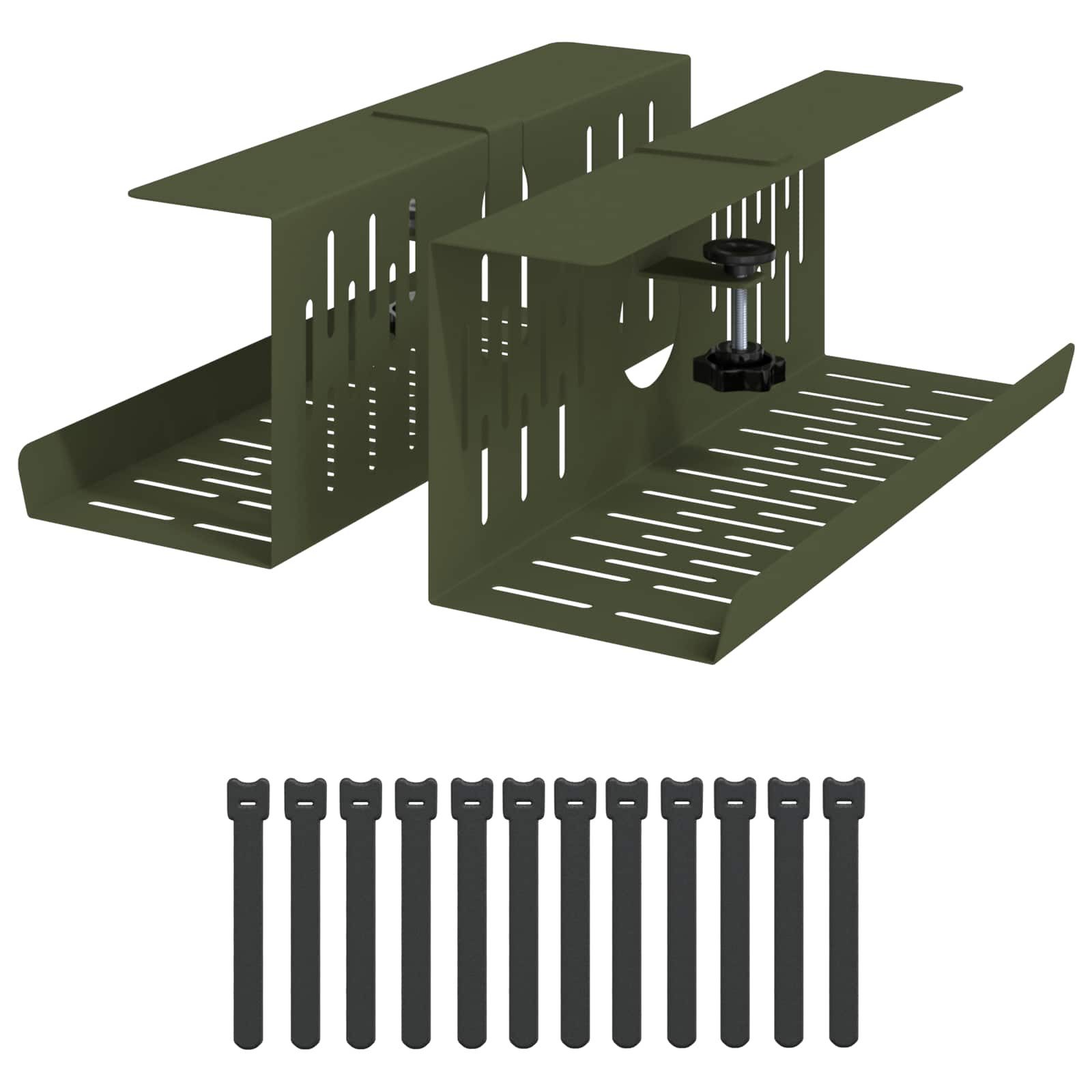 vidaXL Kabelzubehör Unter dem Schreibtisch Kabelmanagement Tray 2 Stk. Olivgrün, (2-tlg)