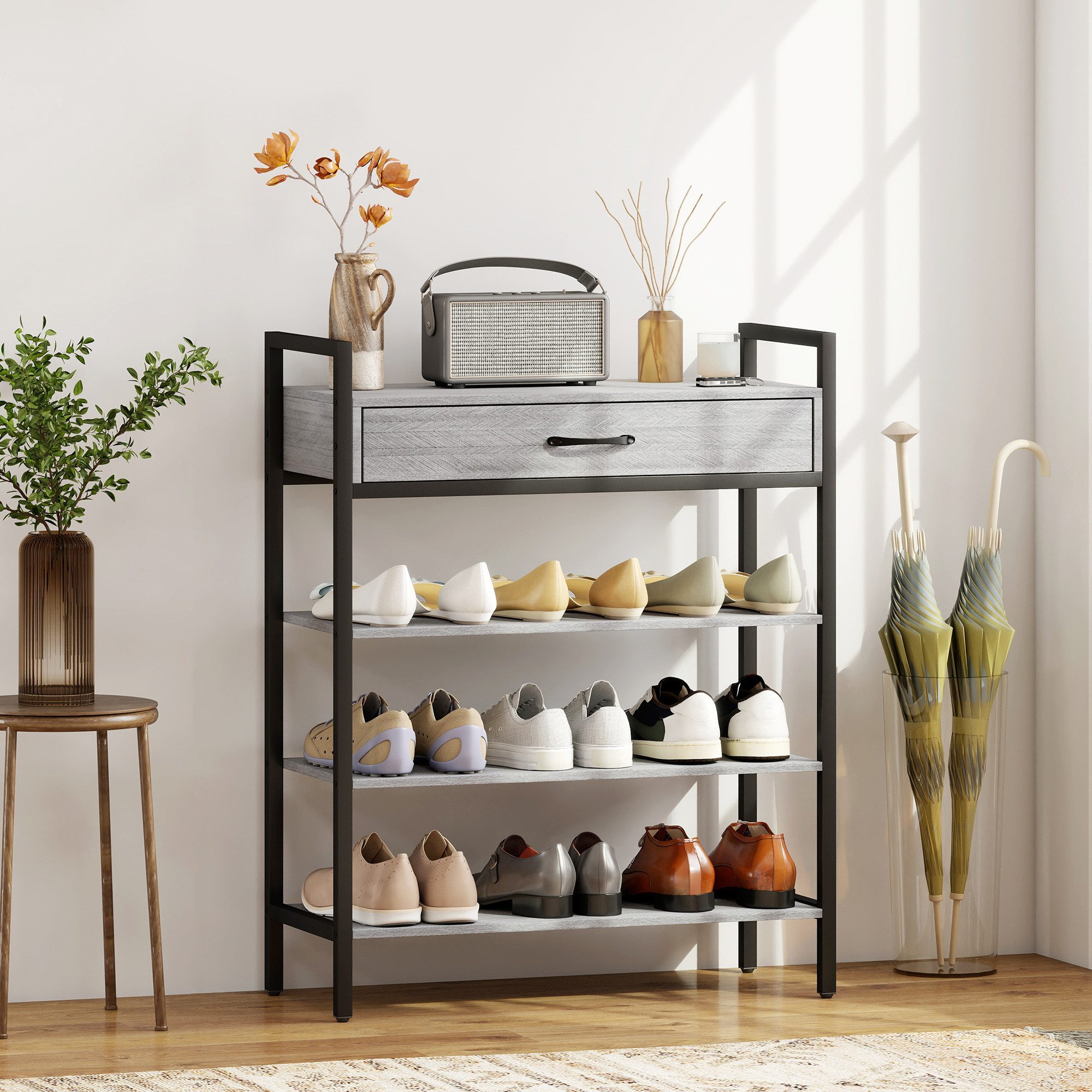 HOMCOM Schuhregal, 4-stufiges 1-tlg., Flurregal für bis zu 9 Paar Schuhe, S günstig online kaufen