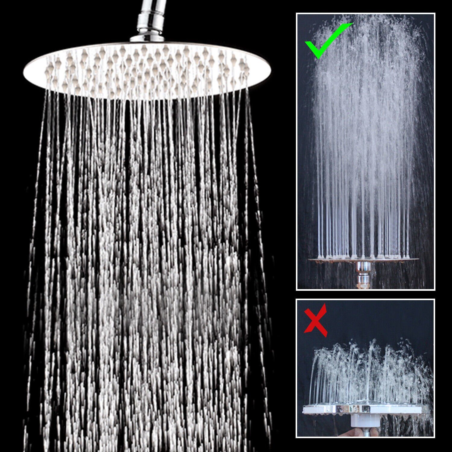 Regenduschkopf Edelstahl 210x300mm | 360° Schwenkbar | Wassersparend | Selbstreinigend