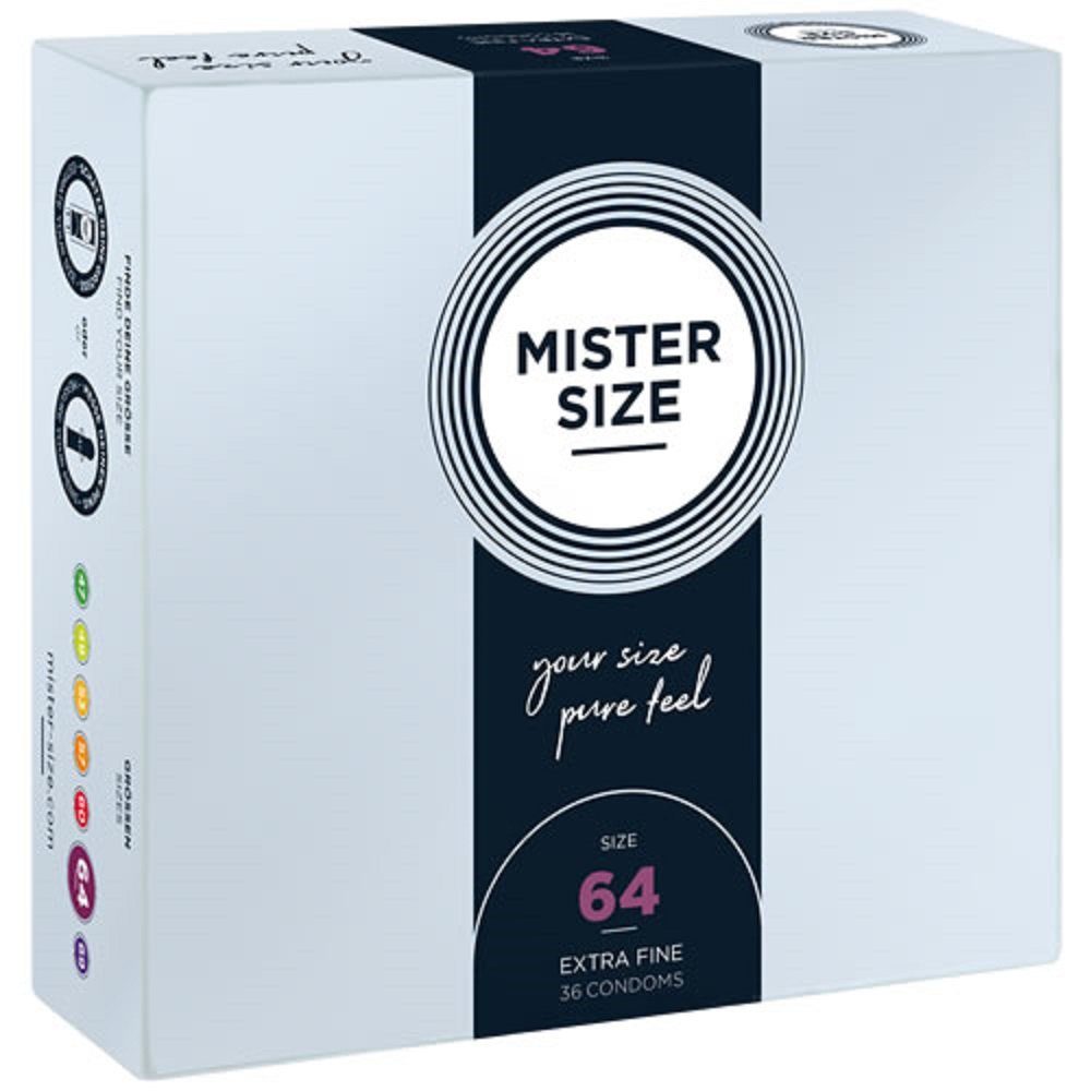 MISTER SIZE XXL-Kondome Mister Size «64» Maßkondome - robust & komfortabel Packung mit, 36 St., Kondome in Größe XXL, vegan, extra dünn & extra fein, das passende Kondom in Ihrer Größe