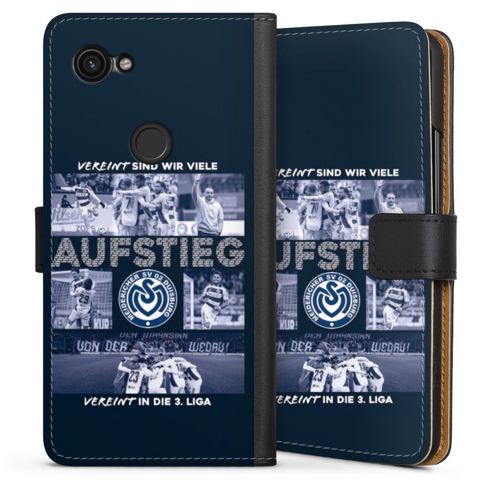 DeinDesign Handyhülle MSV Duisburg Aufstieg Offizielles Lizenzprodukt, Google Pixel 3a Hülle Flip Case Klapphülle Handytasche Leder
