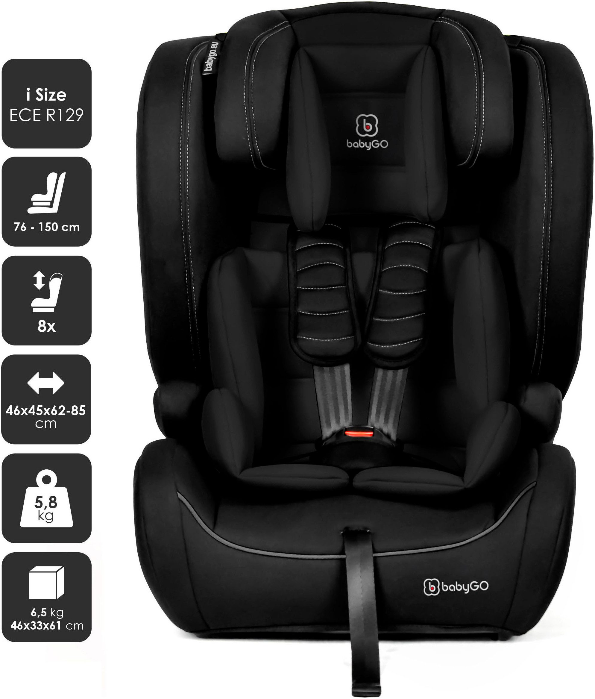 BabyGo Autokindersitz Freemove Isize, bis: 12 Jahren, ab: 76 cm, bis: 150 cm