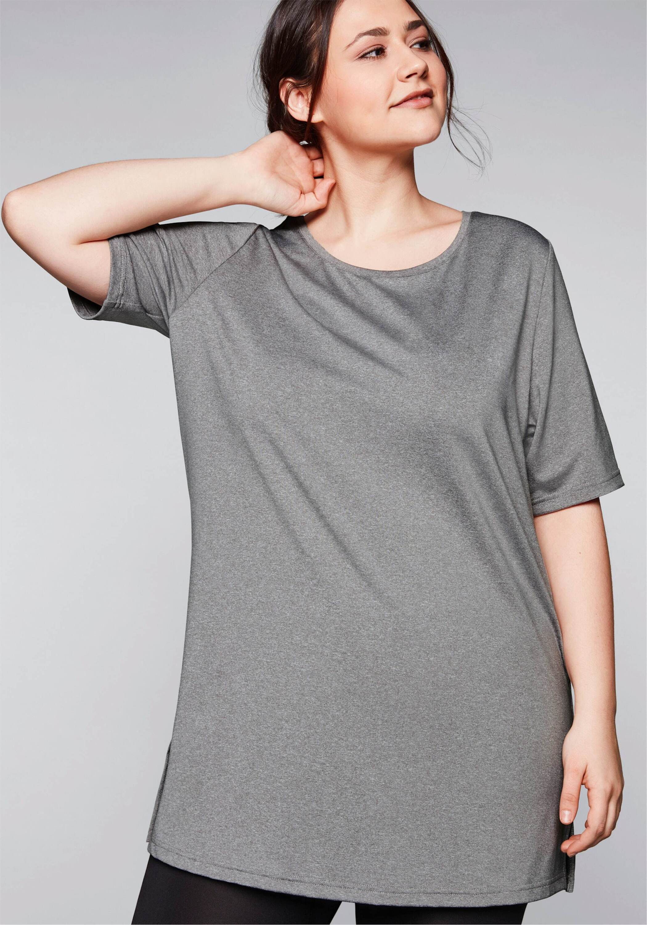 Sheego Trainingsshirt Longshirt Kurzarm