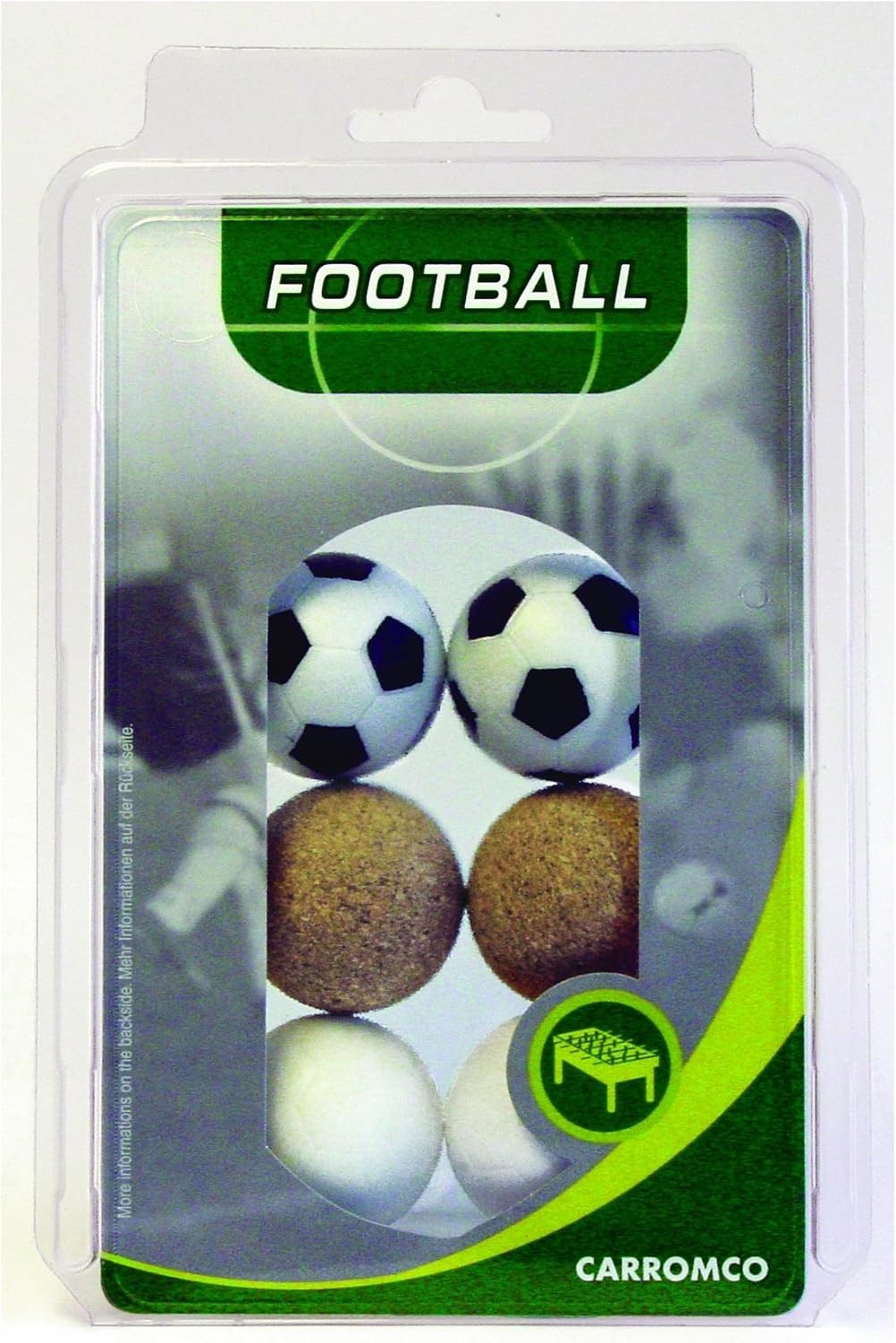 Carromco Kickertisch Kickerbälle Set – 6 Bälle in Schwarz, Weiß aus Kunststoff & Kork 36 mm (6-tlg), Tischkicker Zubehör für Kinder, Jugendliche & Erwachsene