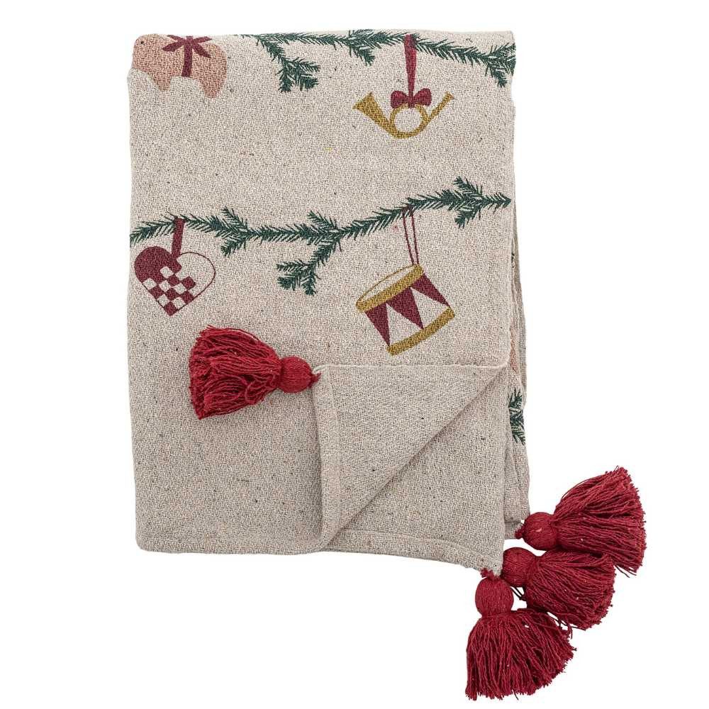 Wolldecke Bloomingville Decke YULE Natur Weihnachtsmotiv günstig online kaufen