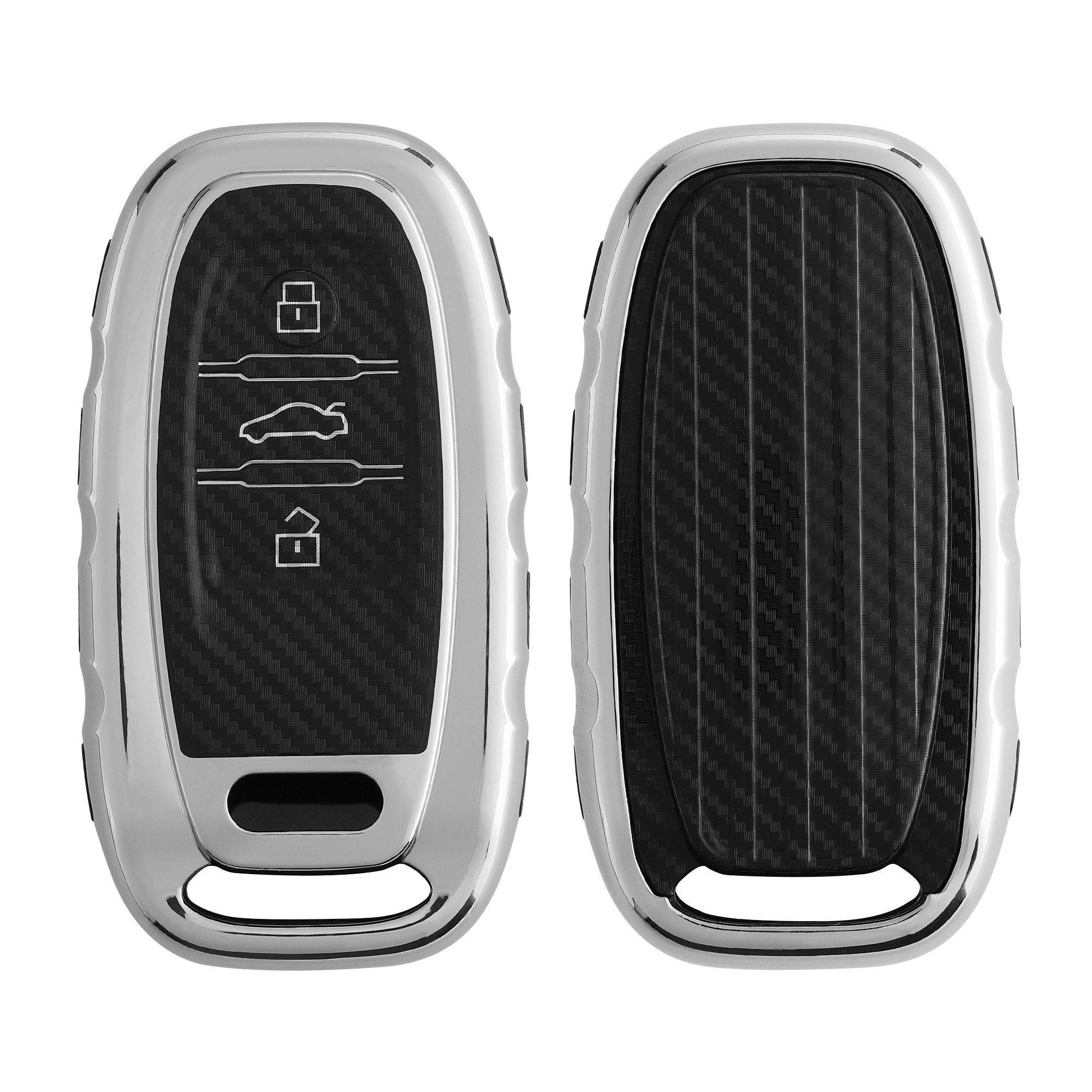 kwmobile Schlüsseltasche Hülle Audi A7 Autoschlüssel Keyless, Q8 3-Tasten Cover Autoschlüssel für A6 Q7 TPU Schlüsselhülle A8