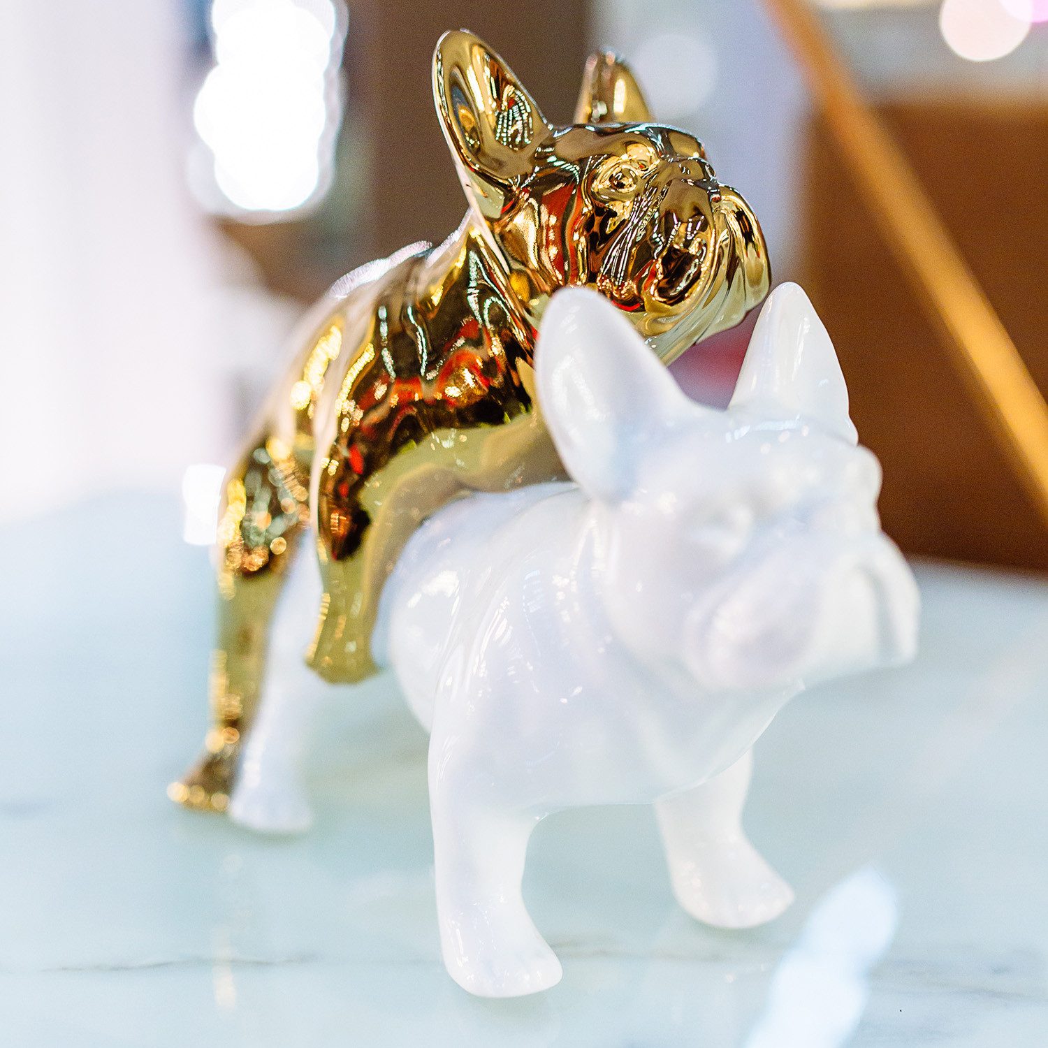 Kare Design Dekofigur Deko Figur Love Dogs Gold – Bild 2 von 5