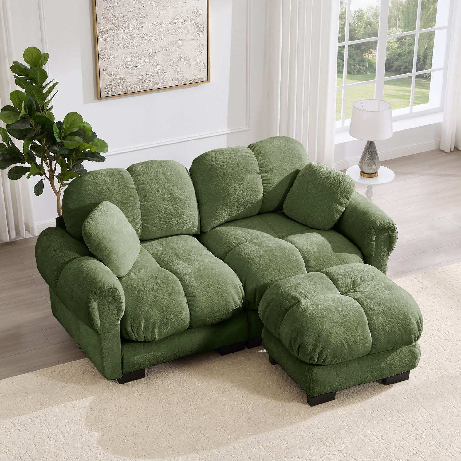 Odikalo 2-Sitzer Schlafsofa Polstersofa Ecksofa, Feines Steppdesign, eleganter Stil, Modulares sofa,Dicke Sitzkissen,Weich & Stützend,Ergonomisch geformte Rückenlehne,Einfach Aufzubauen