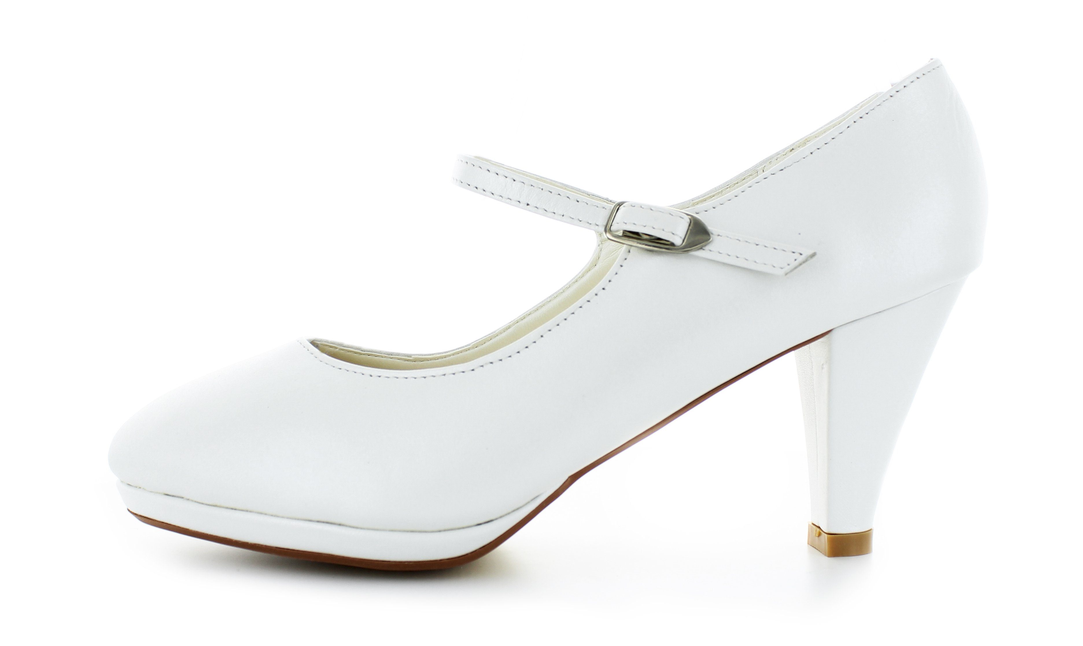 White Lady 836 Leder Brautschuhe mit Spange Spangenpumps