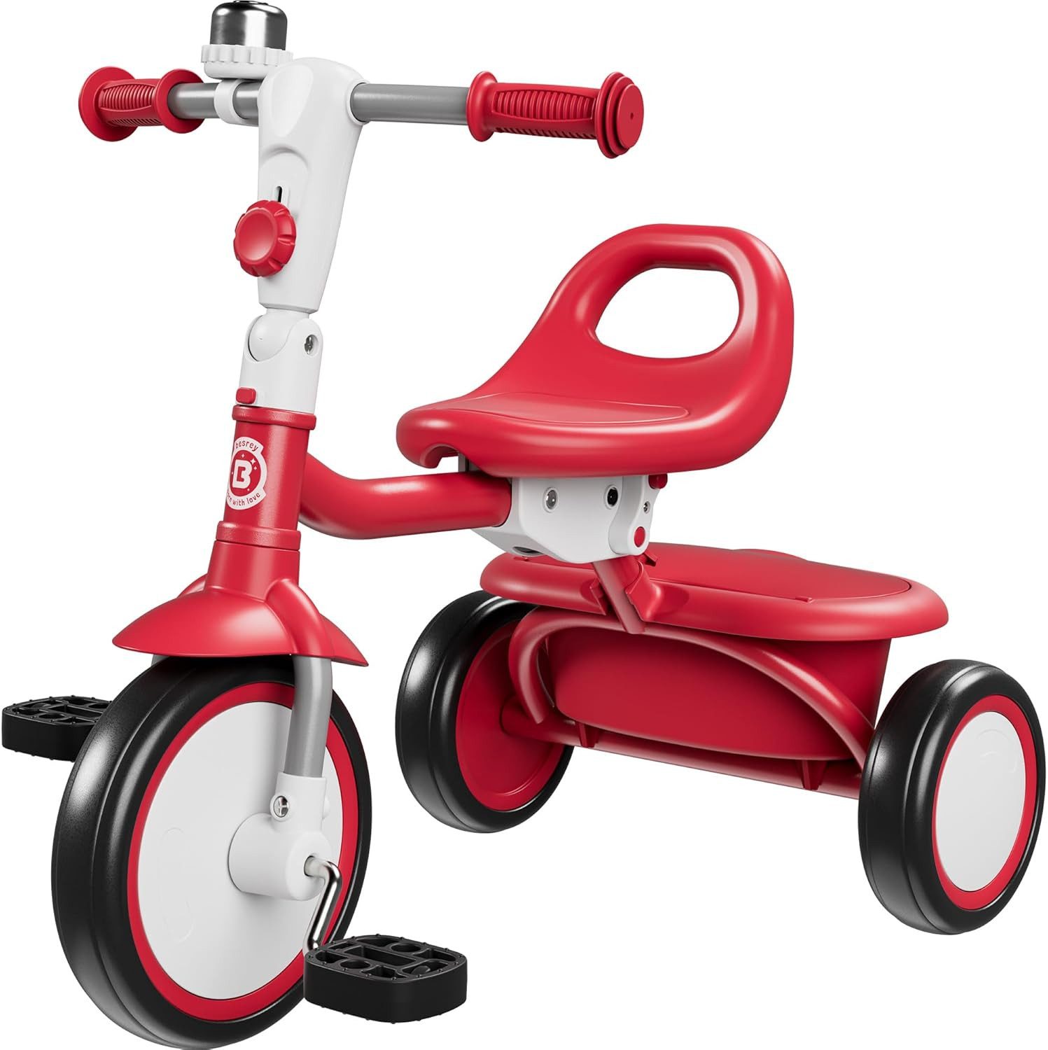 besrey Dreirad Dreirad Kinderdreirad Kinderfahrrad mit Spielkorb, Klingel, Mit Fahrradklingel und Korb, Kippfreies Design,Fahr- und Klappmodus