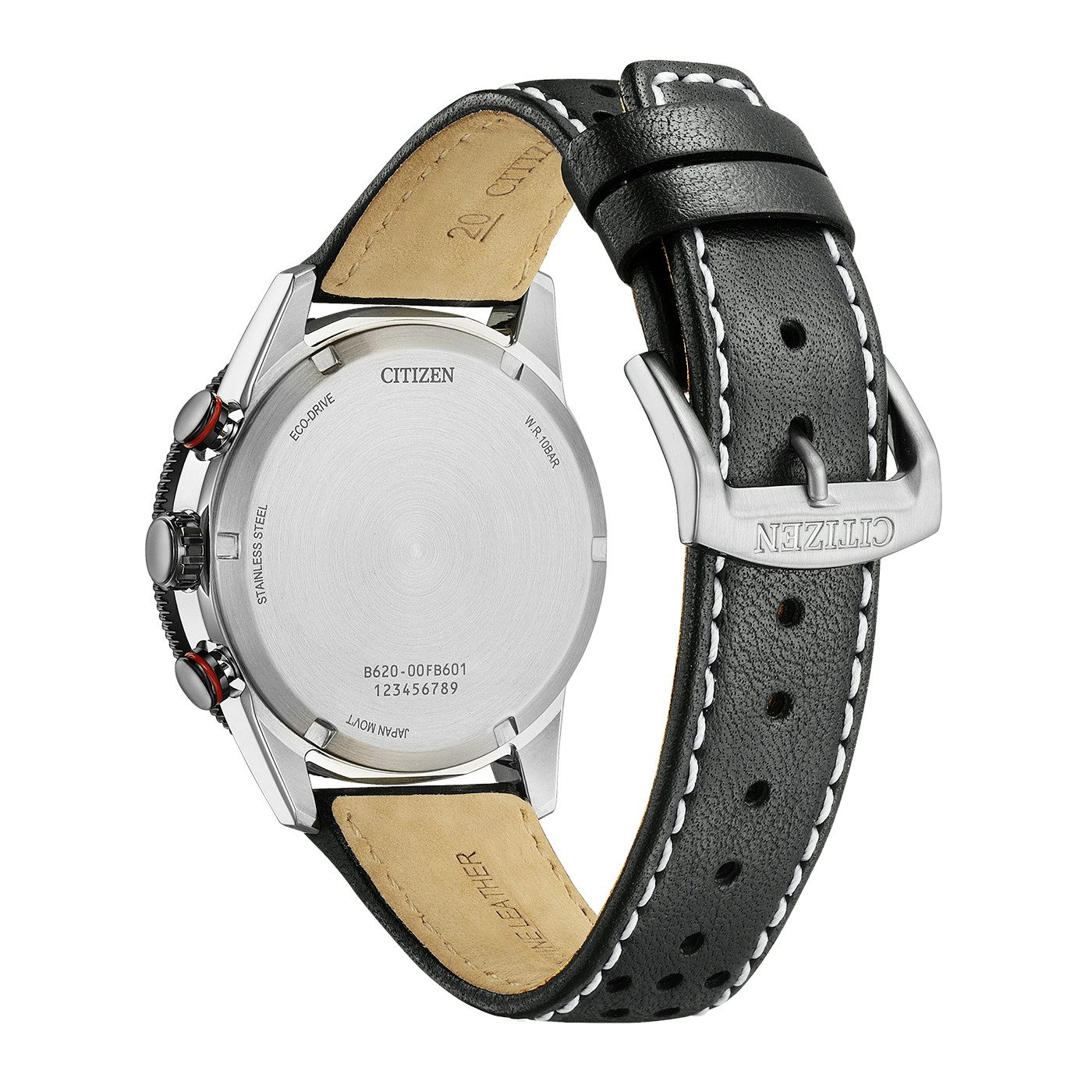 Citizen Chronograph Racing Chrono CA4717-06E, Armbanduhr, Solar, Herrenuhr, Lederarmband, analog, Big Date