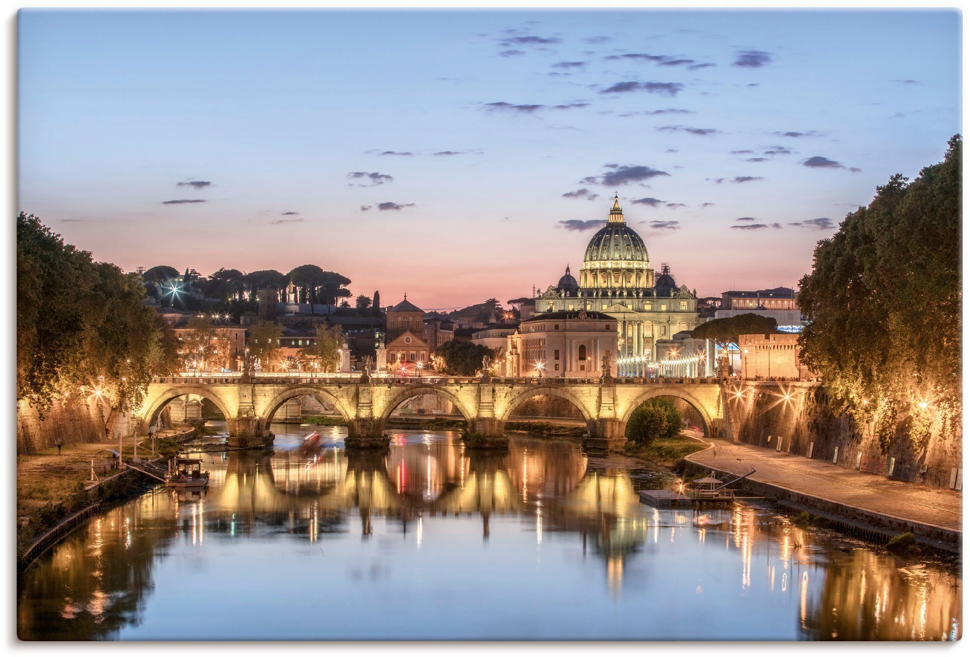 oder Architektur in versch. (1 Poster Sonnenuntergang St), Vatikan, Leinwandbild, Artland über als Wandbild Wandaufkleber der Größen dem Elemente Alubild,
