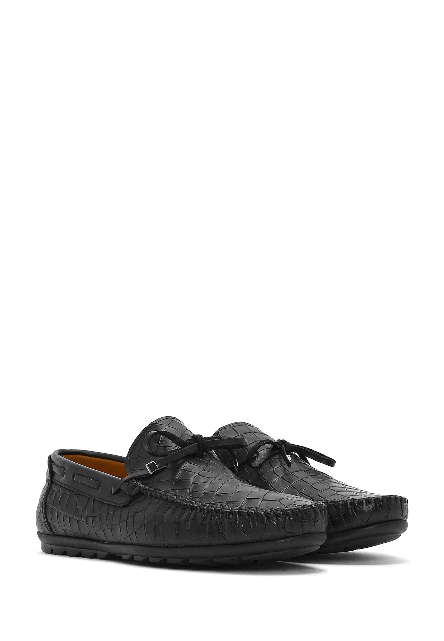 Derimod Lässige Loafer aus Leder Loafer Echtes Leder, Prägestruktur, Slip-On-Design, Weiches Innenfutter