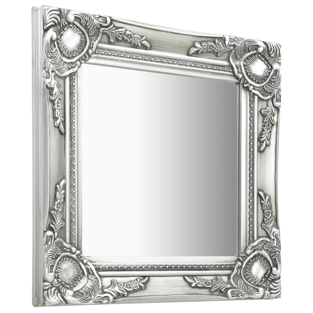 vidaXL Barockspiegel aus Holz und Glas in Silber (BxH: 40x40 cm)