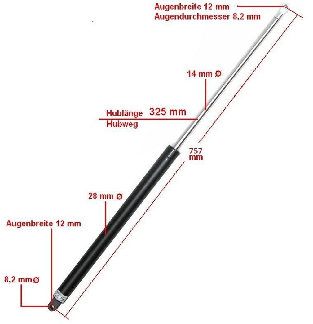 Apex Druckfeder Gasdruckfeder 2500N Gasfeder f. Pferdeanhänger Heckklappe (1 St)