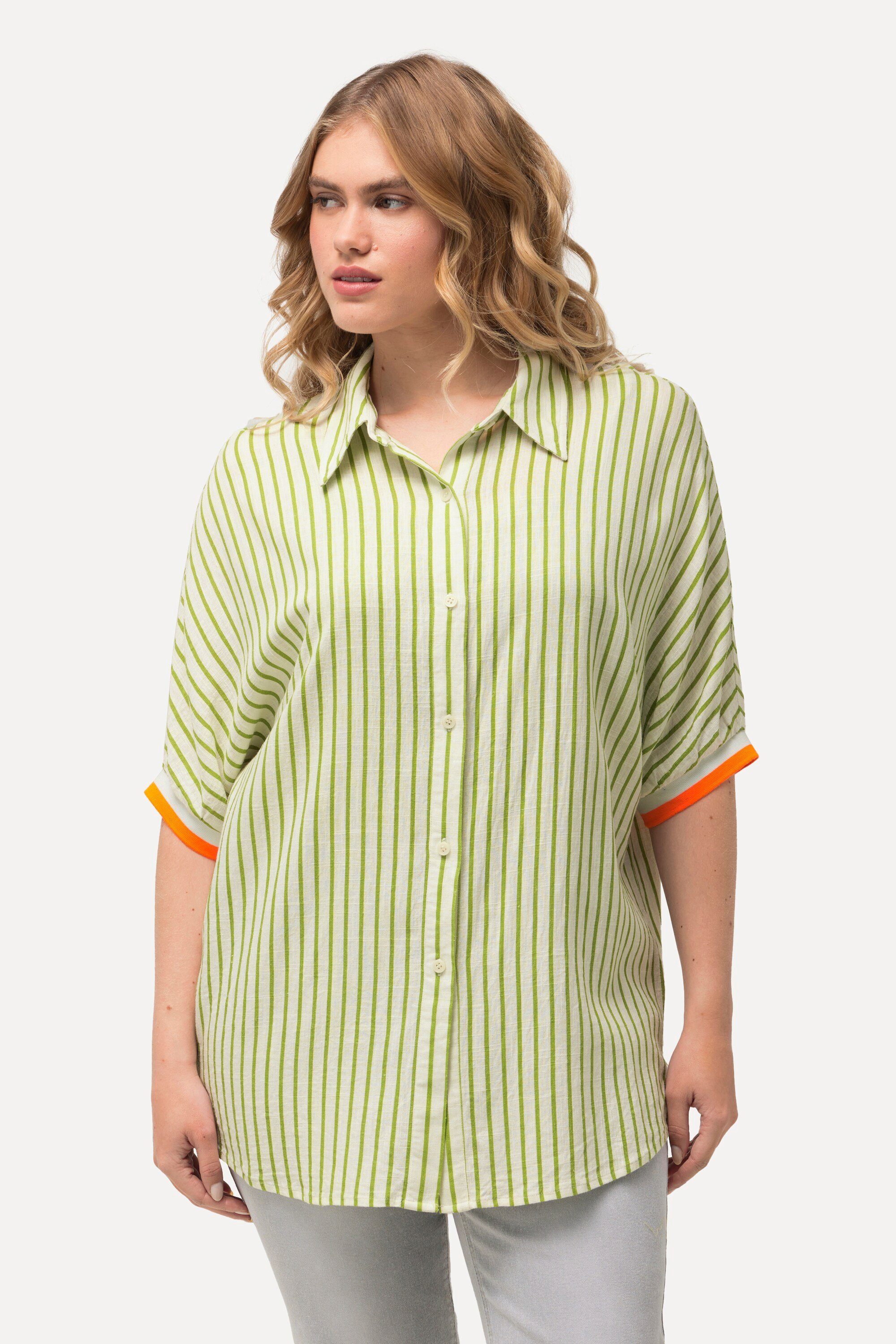 Ulla Popken Hemdbluse Hemdbluse Leinenmix Oversized günstig online kaufen