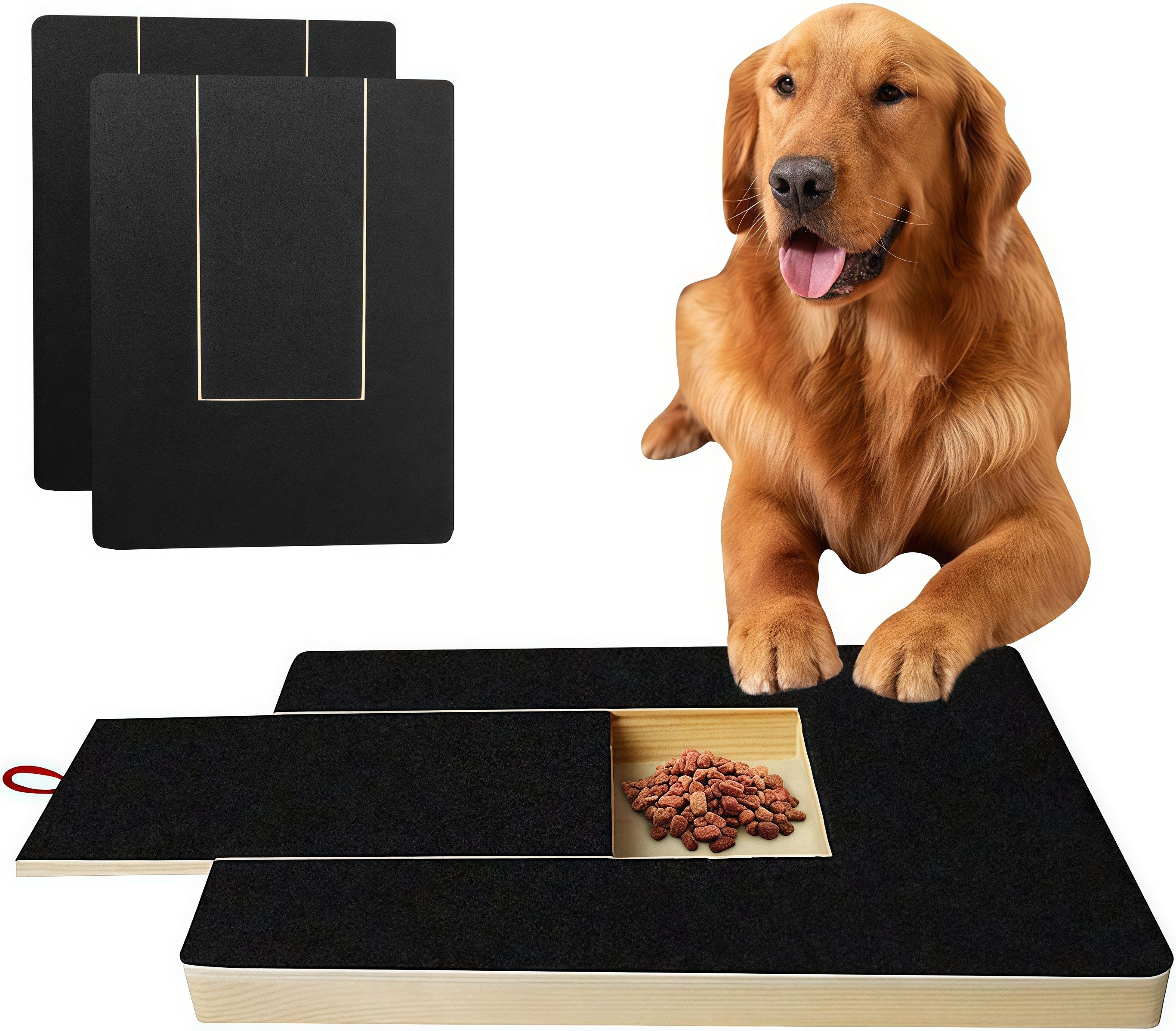 FOUORTUNATE-BEE Kratzbrett Hunde-Kratzbrett-Set mit Futterbox & 2 Ersatz-Schleifpapieren, Krallenpflege-Set für Hunde inkl. Snackbox und Ersatzpapier