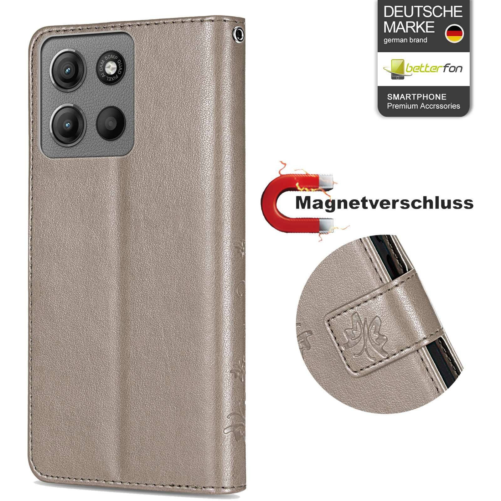 betterfon Handyhülle für Motorola Moto G15 / G15 Power Handytasche, Bookstyle-Hülle: Magnetverschluss 3 Kartenfächer & Standfunktion