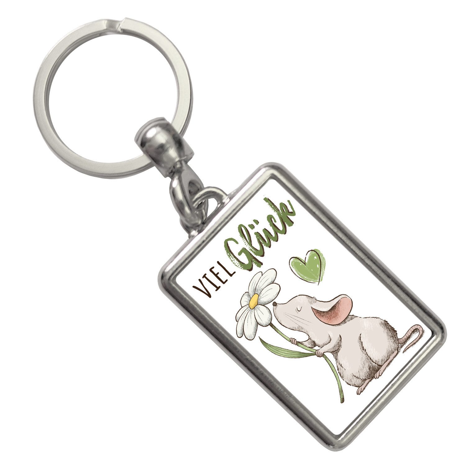 Schlüsselanhänger Maus Schlüsselanhänger mit Spruch Viel Glück
