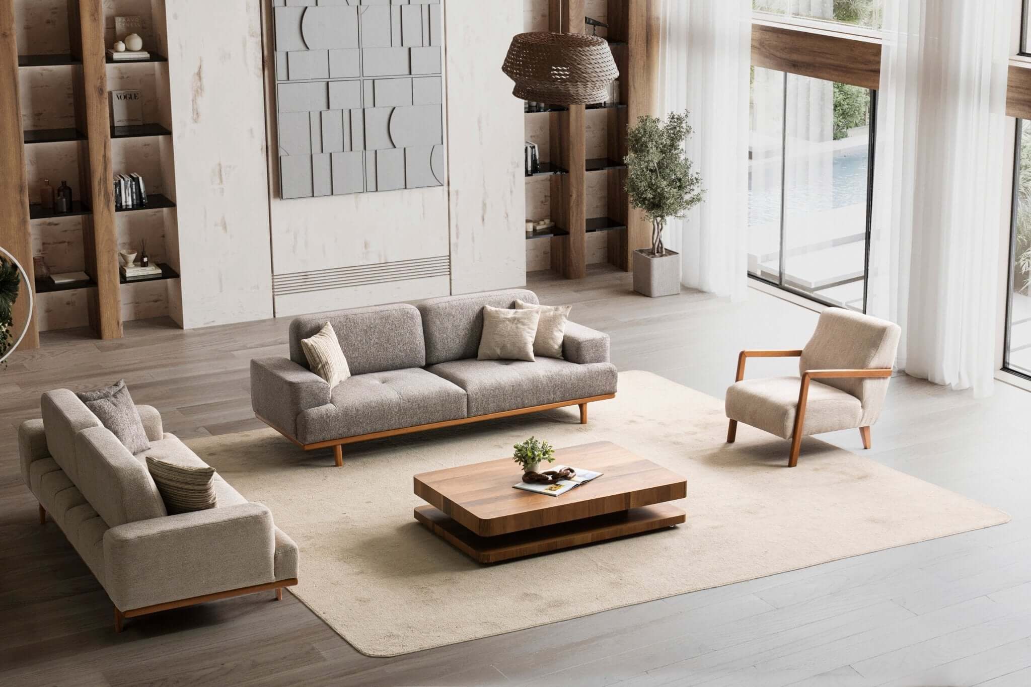 Nobelaa Sofa Sitzgruppe/Sofa Set - Wohnzimmergarnitur "Cassia" 3+3+1 günstig online kaufen