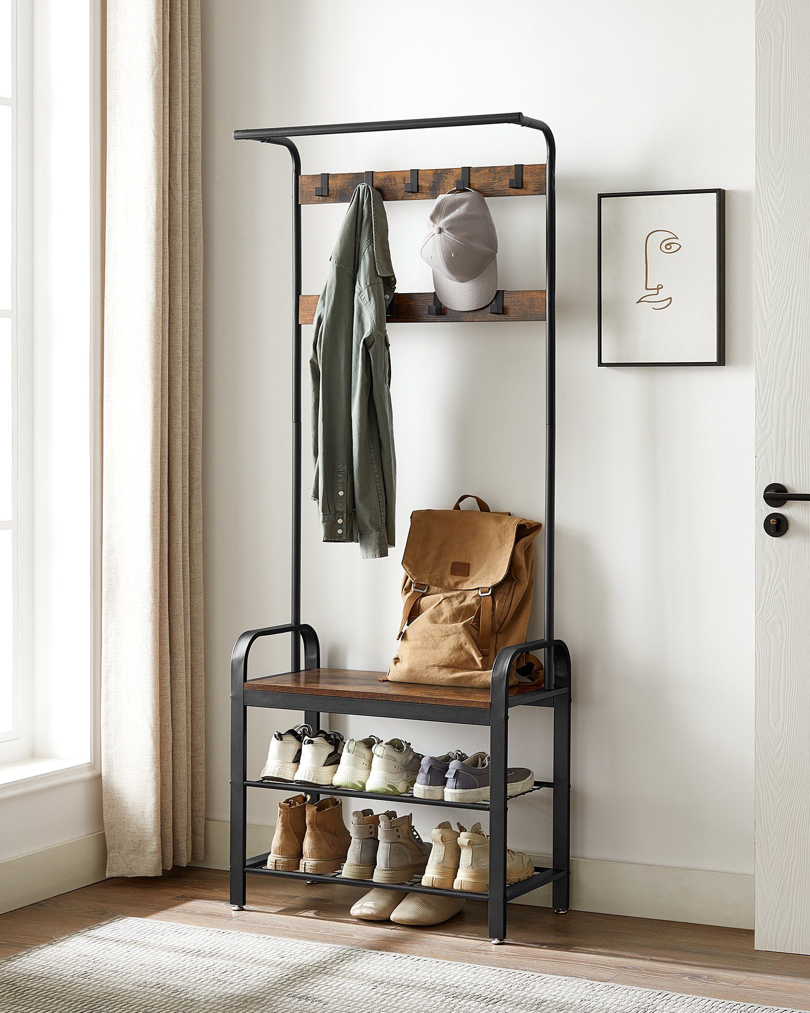 VASAGLE Garderobenständer Garderobe, mit Sitzfläche, 2 günstig online kaufen