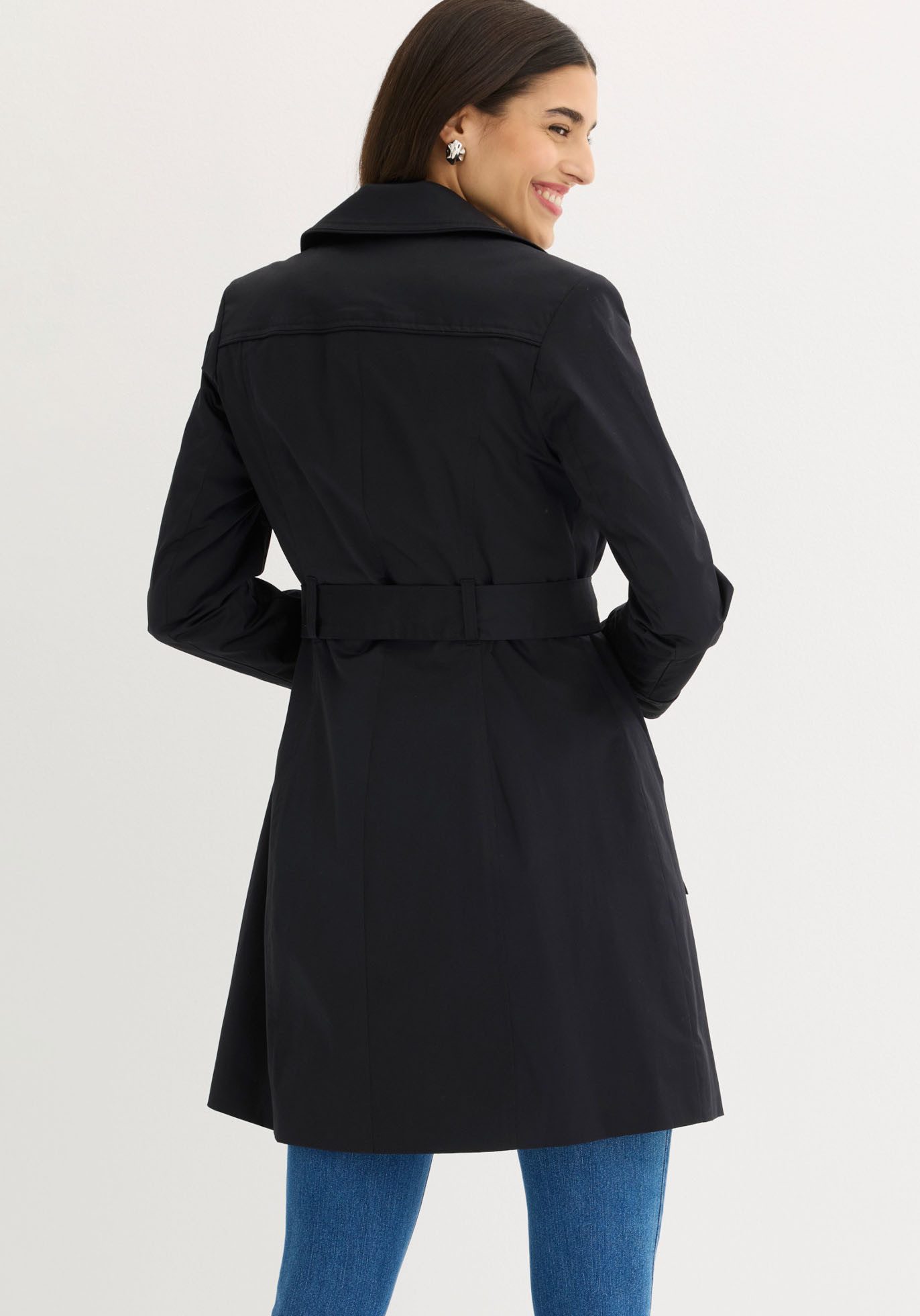bonprix Trenchcoat mit abnehmbarem Bindegürtel, 2-Reiher