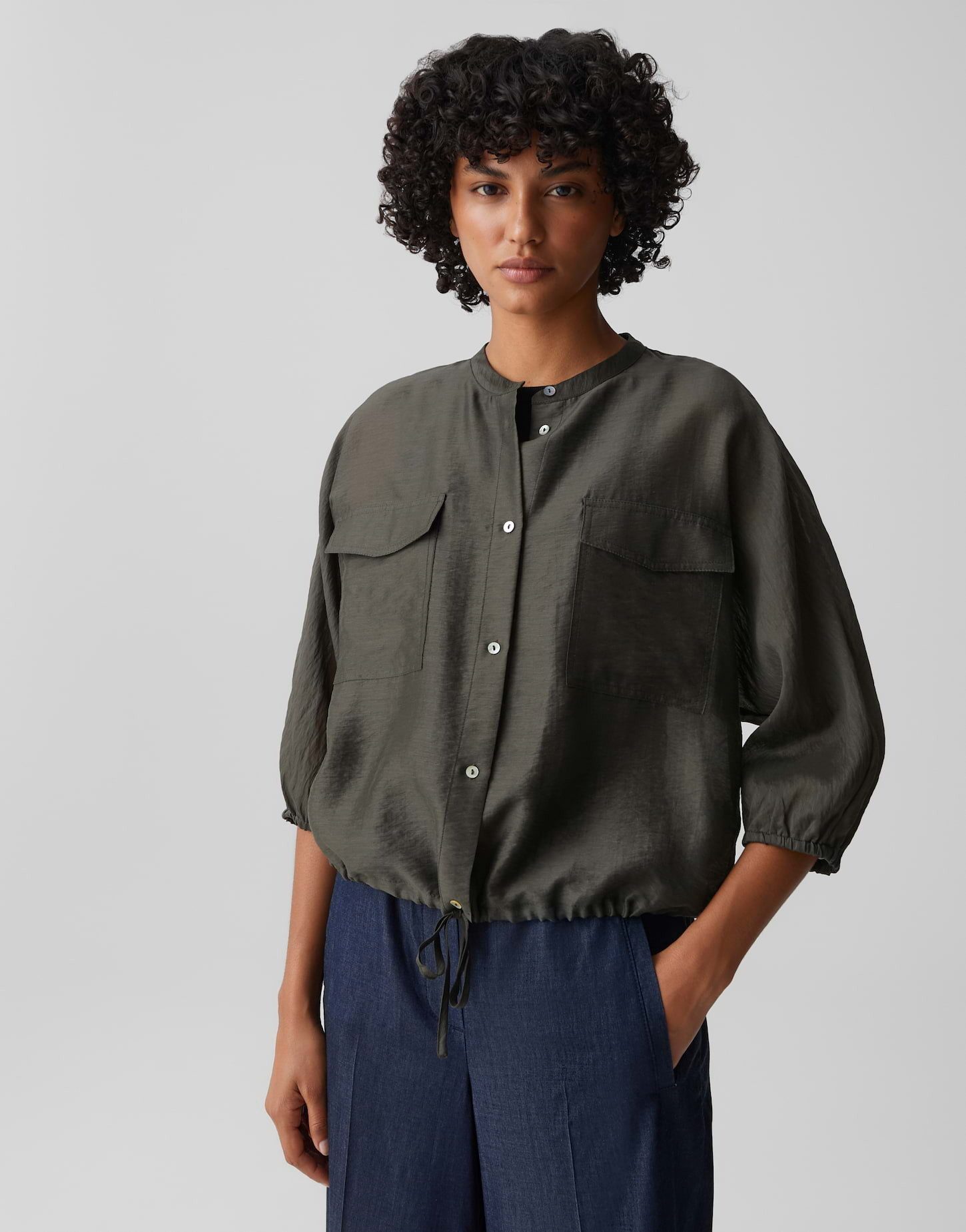 OPUS Satinbluse Funuk aus Satin mit dezentem Schimmer Elastische Ärmelbündchen sorgen für modernen Komfort