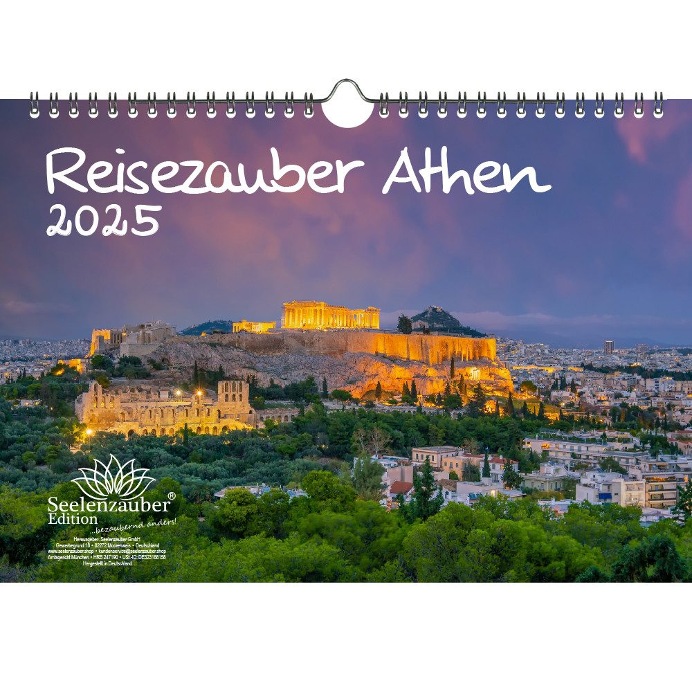 Seelenzauber Wandkalender Reisezauber Athen DIN A4 Kalender für 2025 Griechen Strand Meer