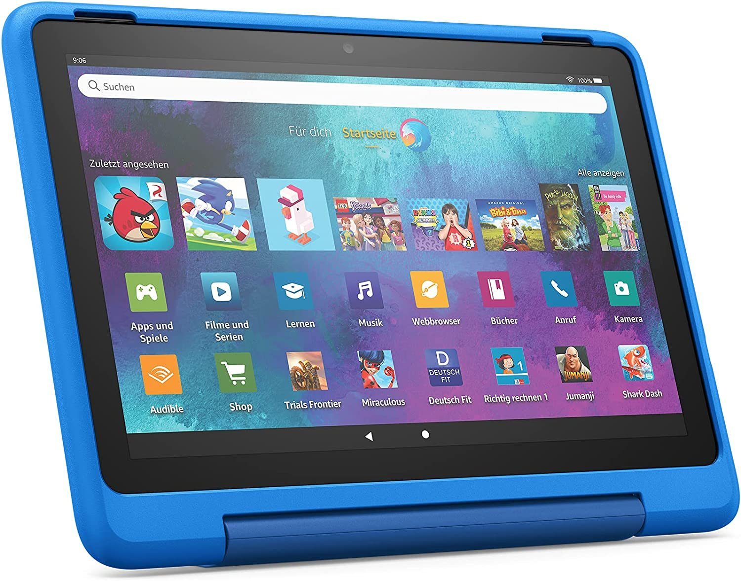 Tablet WLAN, bis Kinder (10,1", OS, Grundschulalter, zu GB, Amazon USB-C Pro-Tablet, Kameras) 10 Ab 12 Fire Kids 1080p, 32 Akku, dem Full-HD 2 Anschluss, Std. Fire HD Himmelblau