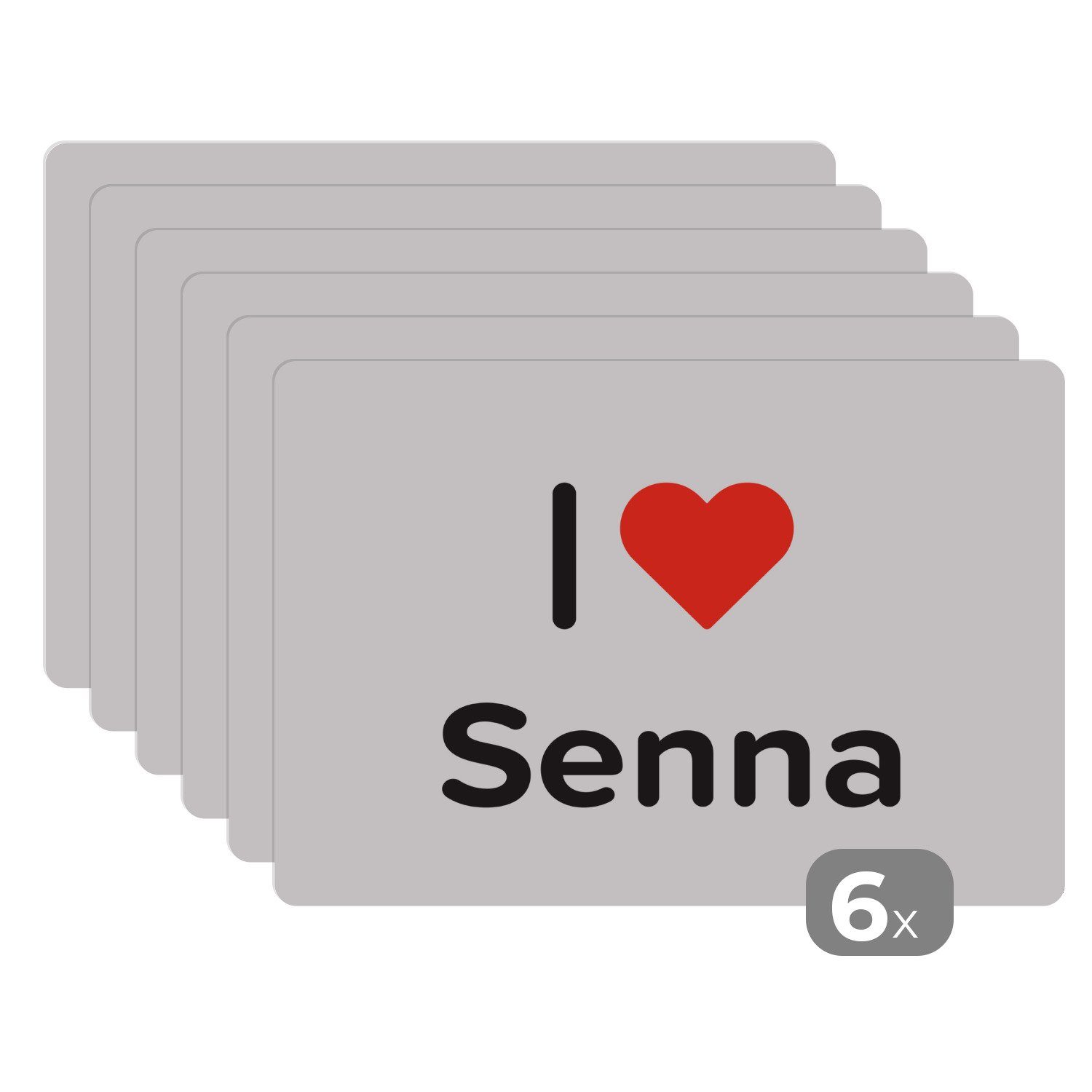 Platzset, Ich liebe - Senna - Mädchen, MuchoWow, (6-St), Platzset, Platzdecken, Platzmatte, Tischmatten, Schmutzabweisend