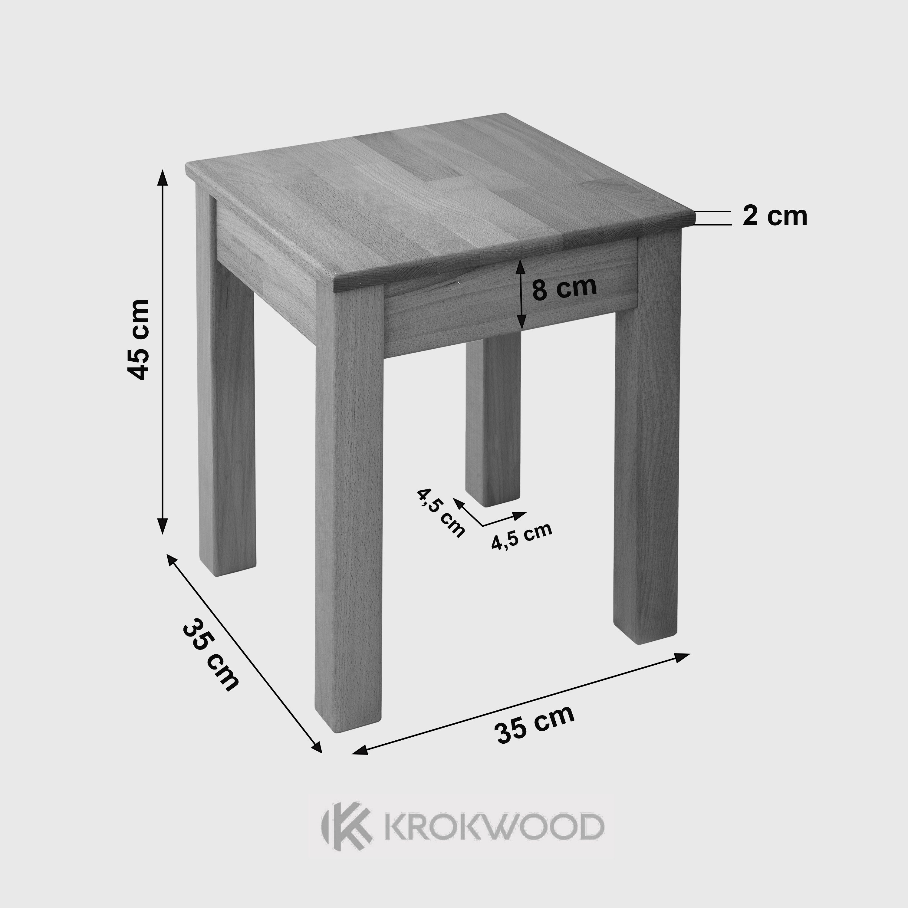 Krok Wood Hocker 1x Hocker Tomas aus Massivholz – Bild 5 von 5