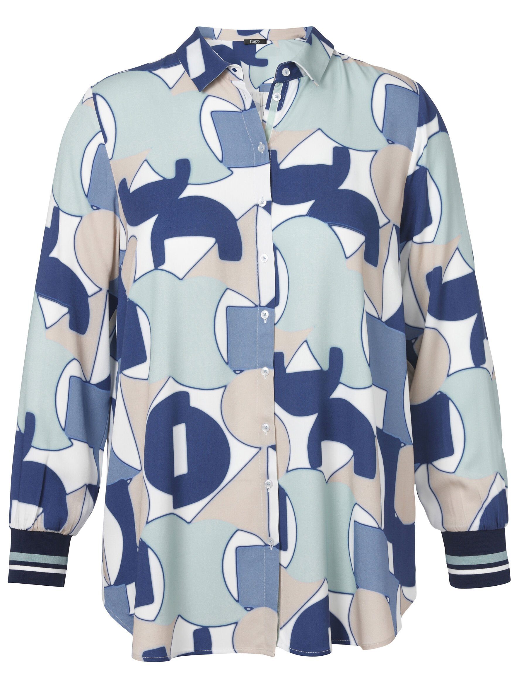 FRAPP Langarmbluse mit grafischem Allover-Muster