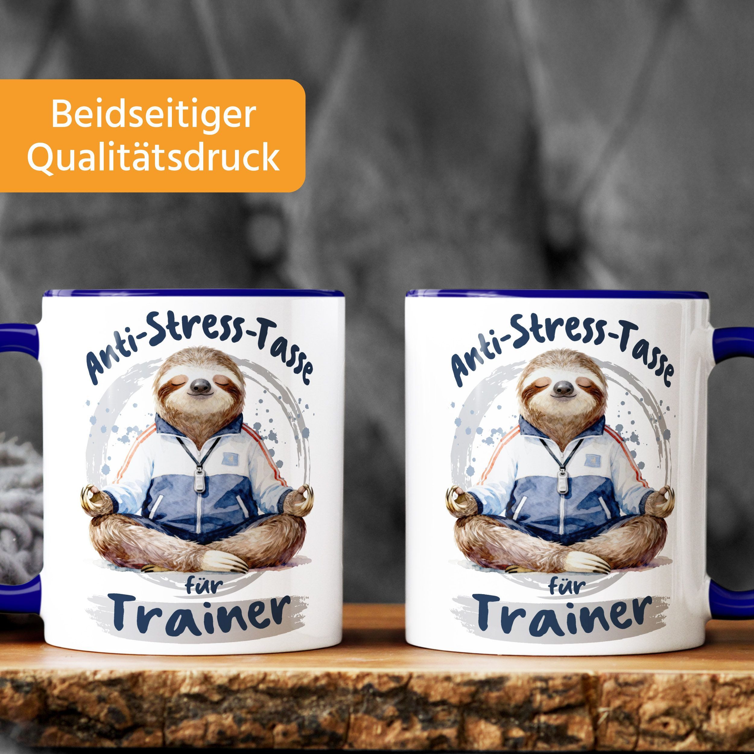 MoonWorks Tasse Kaffee-Tasse Geschenk Trainer Anti Stress Bürotasse Faultier Lustig, Keramik