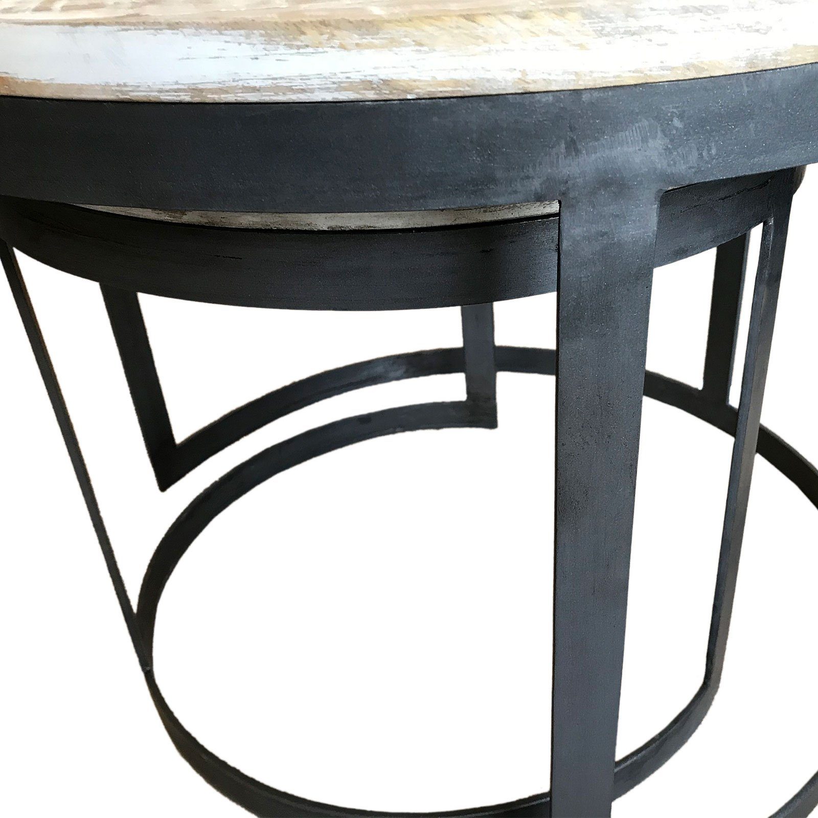 2er weiß Metall-G rund gekälkt Austin Beistelltisch Wohnzimmer-Tisch Set Beistelltisch Couchtisch Casamia