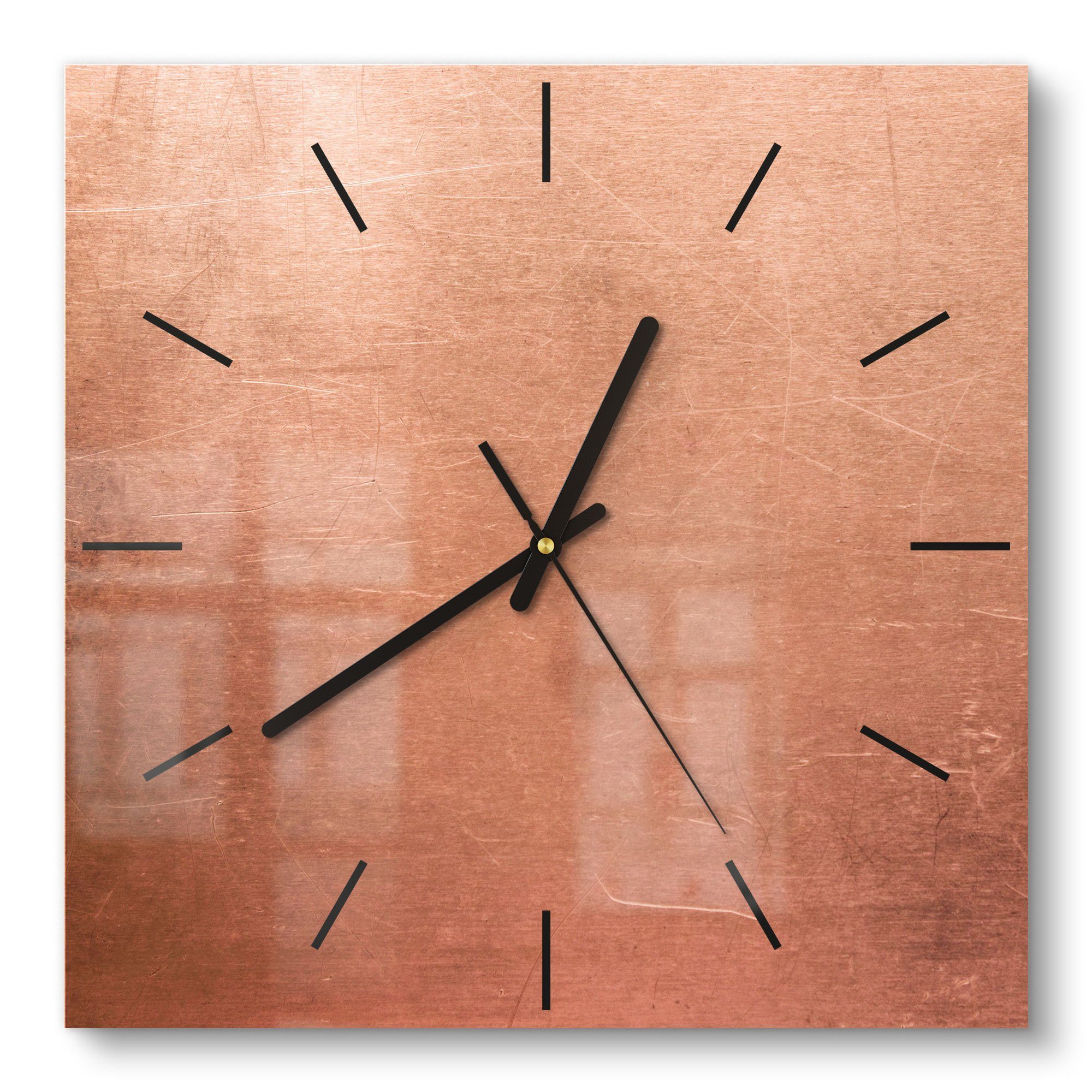 DEQORI Wanduhr 'Kupferplatte mit Kratzern' (Glas Glasuhr modern Wand Uhr De günstig online kaufen