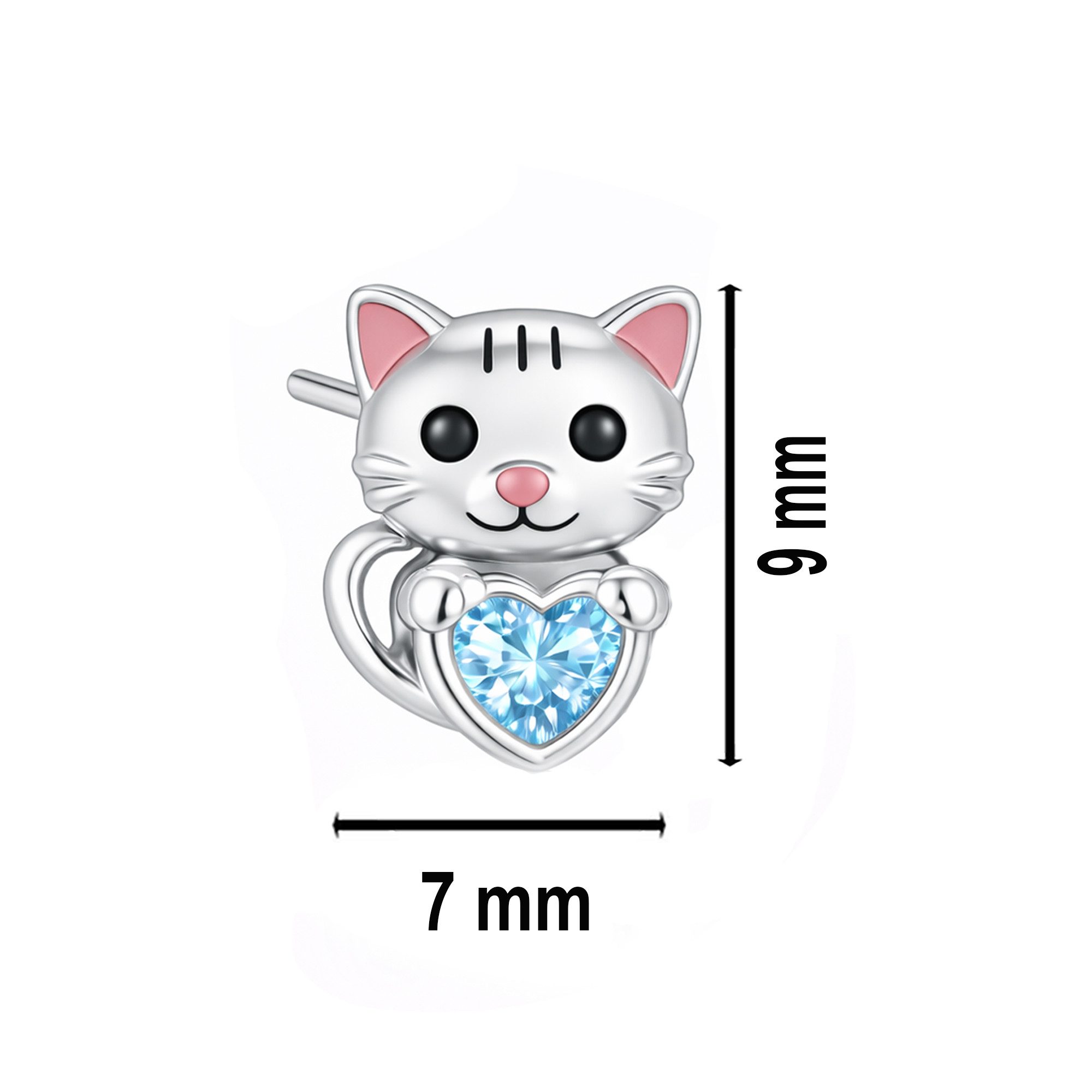 Limana Paar Ohrstecker Kinder Mädchen Katzen Ohrringe 925 Silber – Kinderschmuck (inkl. Dose Silberschmuck Echtschmuck Schmuck Geschenk für Geburtstag), Ostern  – Bild 4 von 5