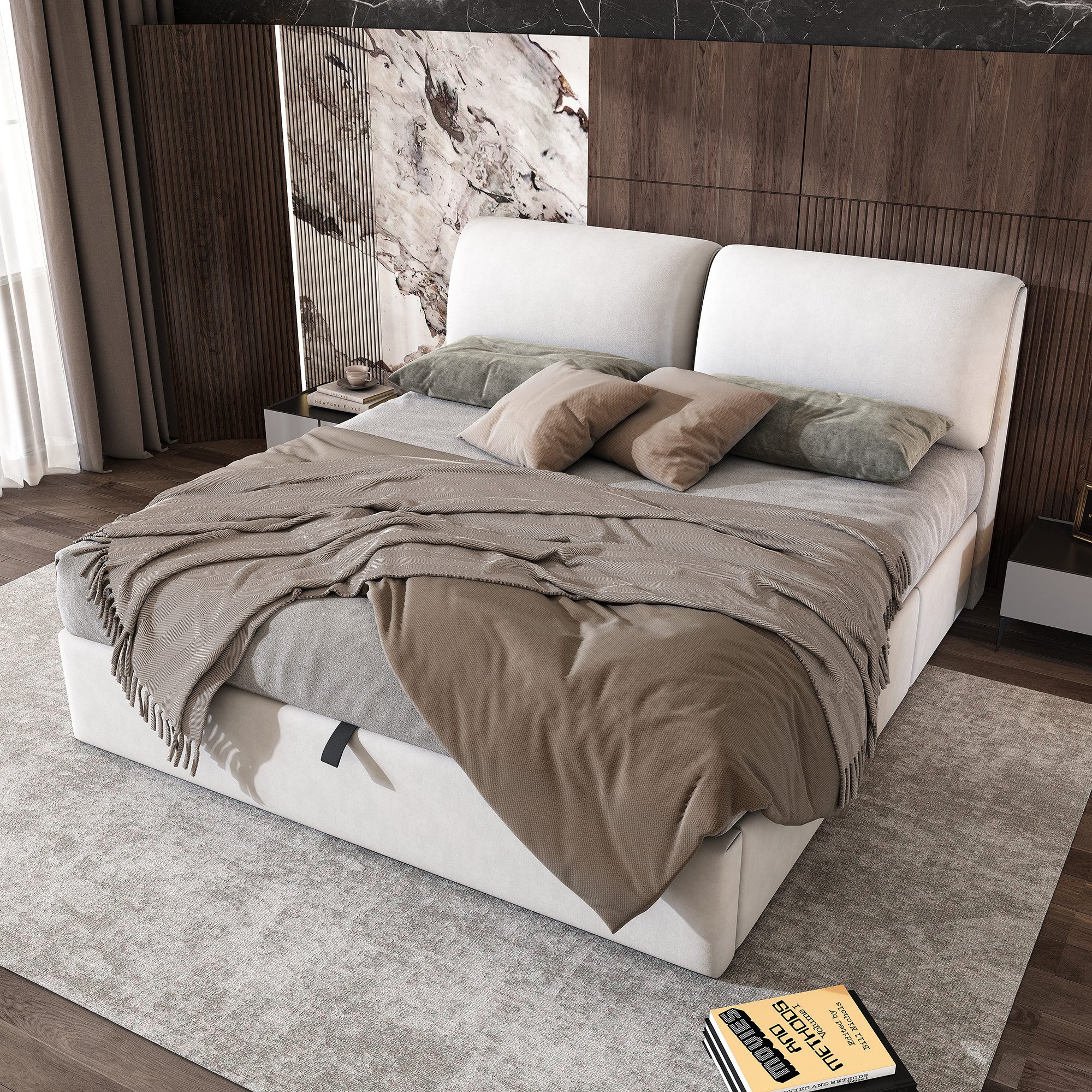 MODFU Polsterbett Schlafzimmerbett mit hydraulischem Bettkasten günstig online kaufen