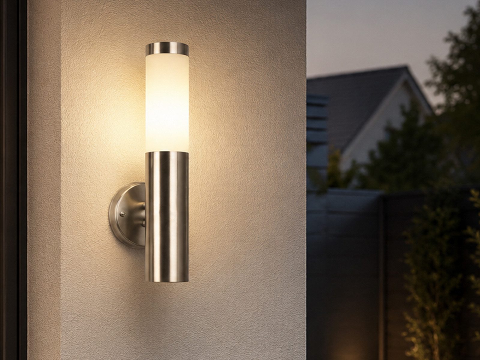 meineWunschleuchte Außen-Wandleuchte aus Edelstahl, E27 Fassung, Höhe 38cm, ohne Leuchtmittel, Fassadenbeleuchtung Haus-Wand, Außenleuchten, Hausbeleuchtung Haustür