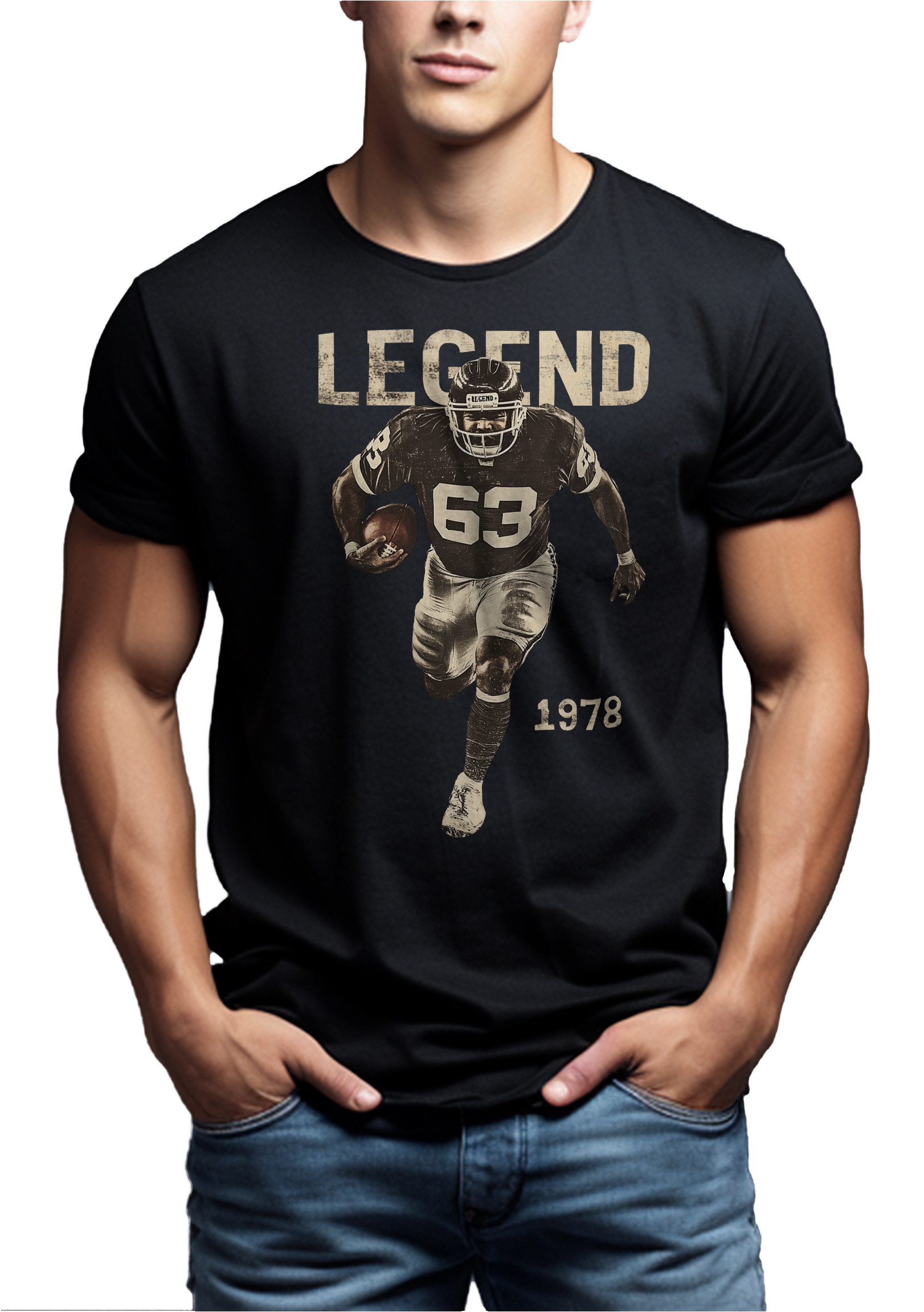 MAKAYA Print-Shirt American Football Bulldozer Motiv Mücke 63 Vintage T-Shi günstig online kaufen